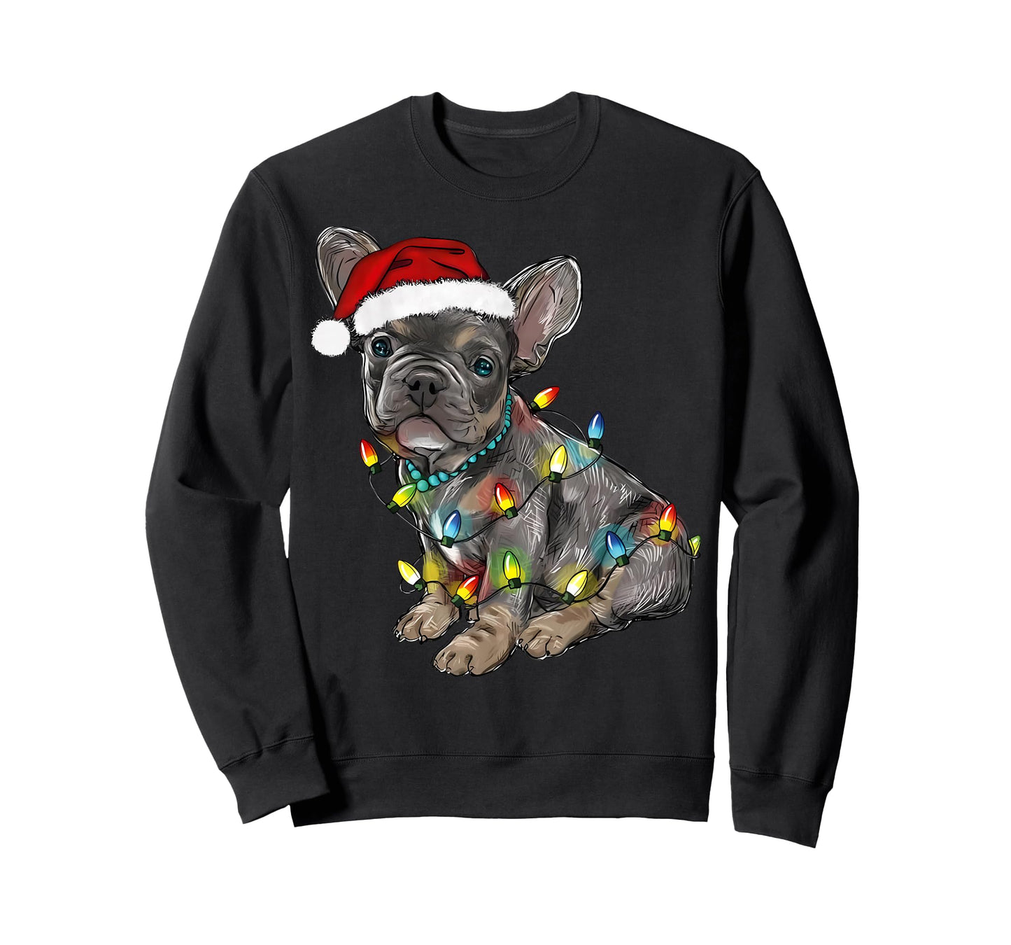 French Bulldog Dog Christmas Lights Santa Xmas Pet Dog Lover T-Shirt