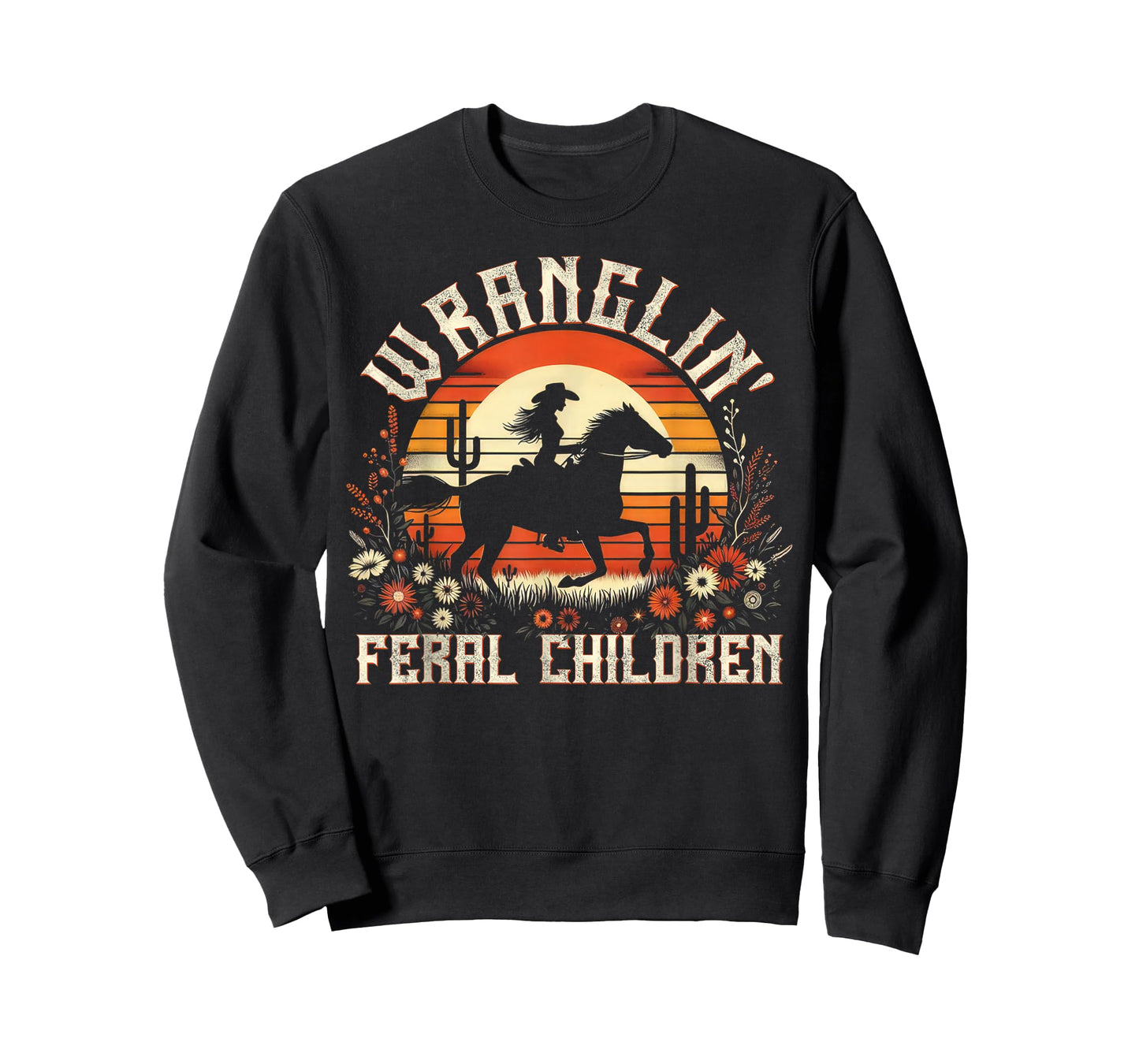 Wranglin Feral Children Retro Cowgirl 90s Western Funny T-Shirt