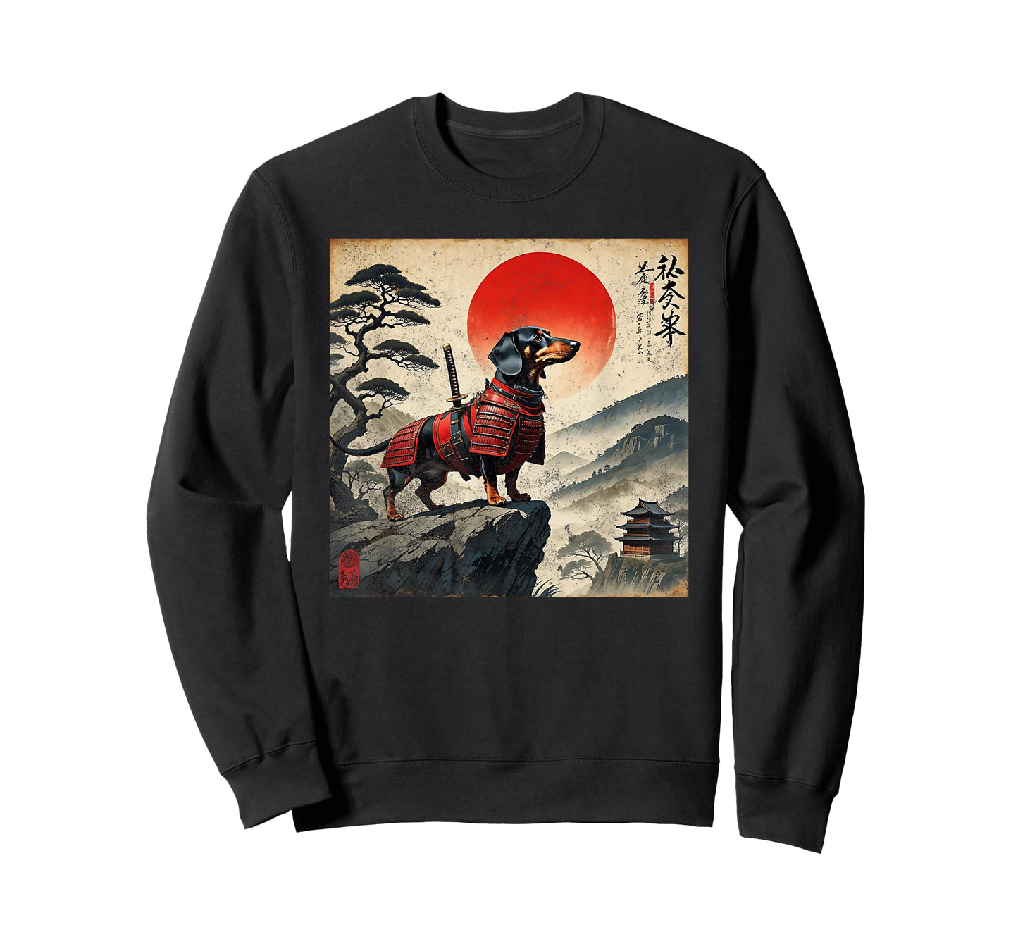 Vintage Dachshund Samurai Wiener Dog Japanese Ukiyo-e Art T-Shirt