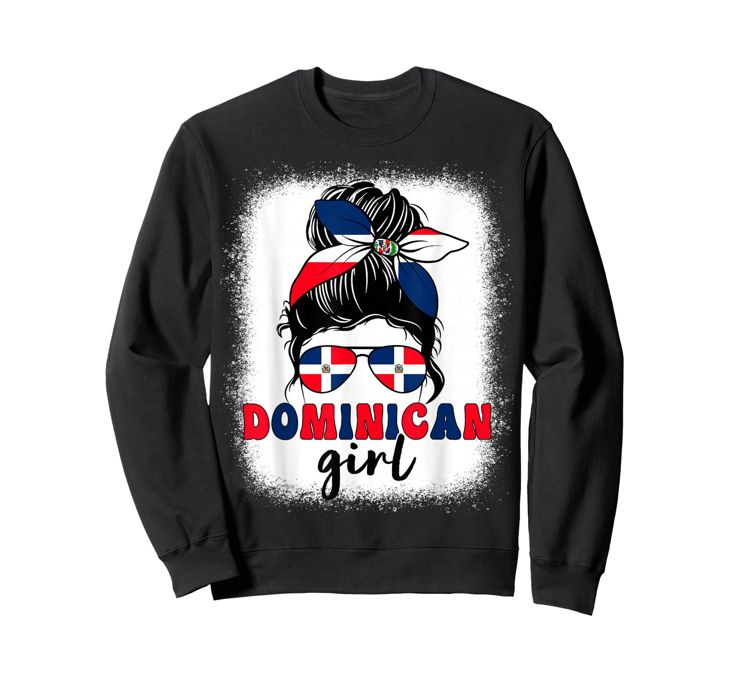 Dominican Girl Messy Bun Dominican Flag Patriotic Women Kids T-Shirt