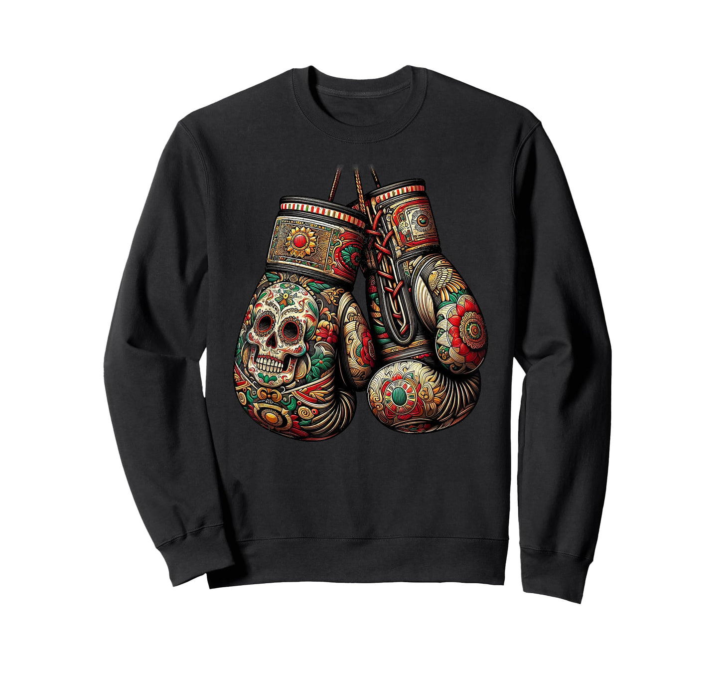 Mexican Vintage Style Boxing Gloves Aztec Mayan Fighter T-Shirt