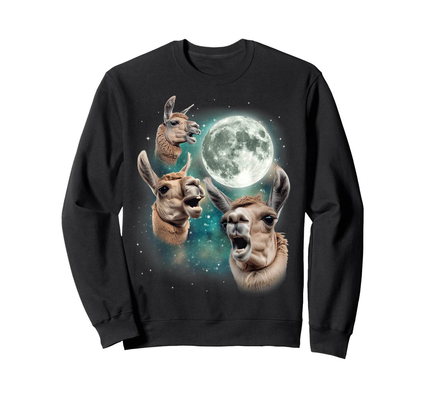 Three Llama Moon | Funny 3 Llama Howling Weird Cursed Meme T-Shirt