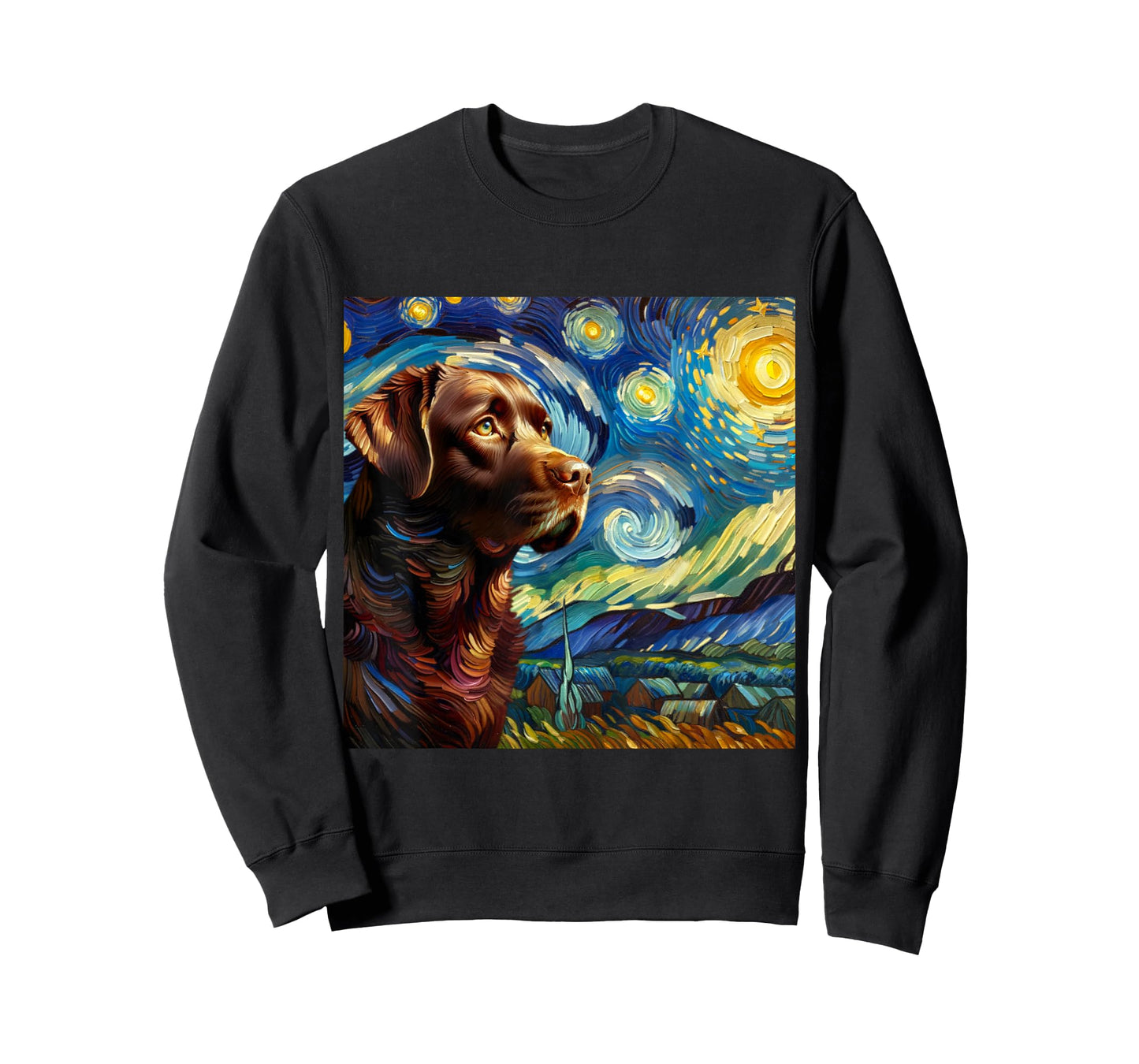 Chocolate Labrador Starry Night Shirt Vincent Van Gogh Lab T-Shirt