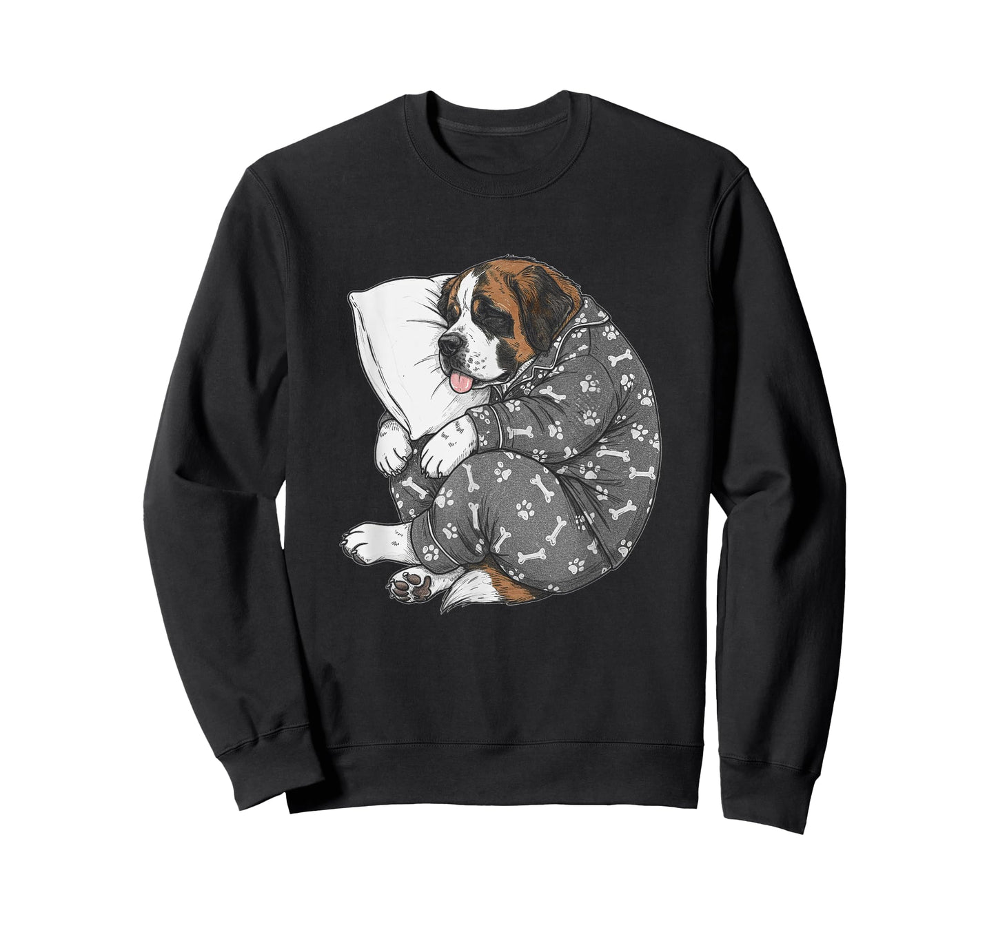 Funny Sleepy Saint Bernard Pajama Men Women Kids T-Shirt