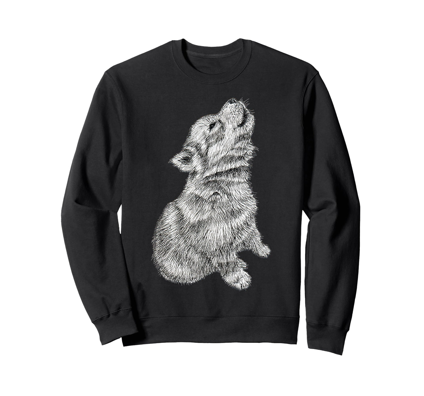 Cute Baby Howling Wolf Cub Sketch T-Shirt