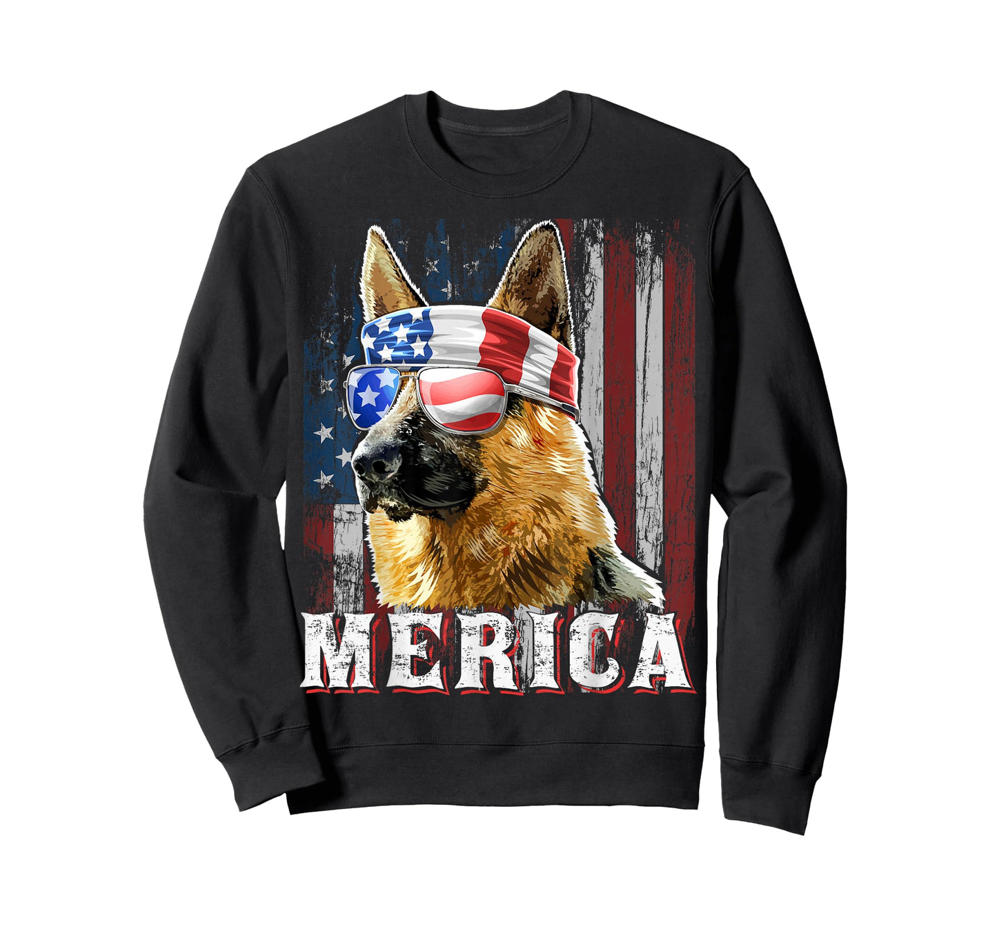 Merica German Shepherd Dog 4th of July American Flag Shirt T-Shirt