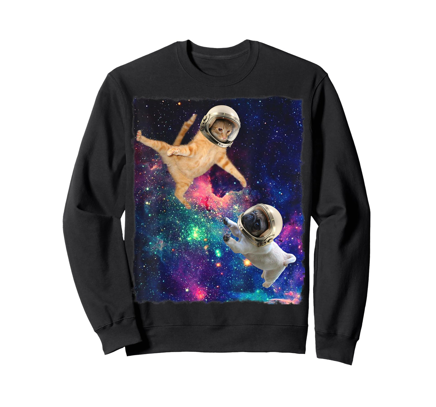 Cute Space Cat vs Space Dog Galaxy Epic Fight In Outer Space T-Shirt