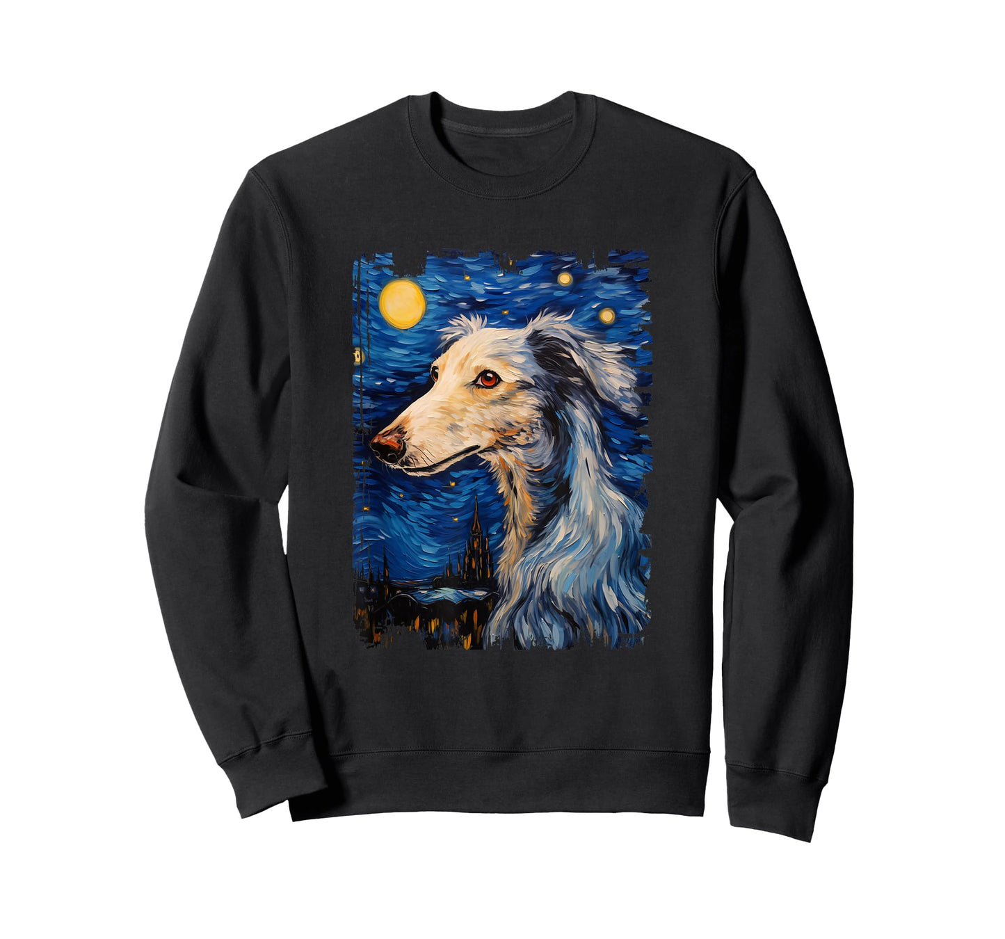 Silken Windhound Dog Starry Night Painting Dog Mom Dad T-Shirt