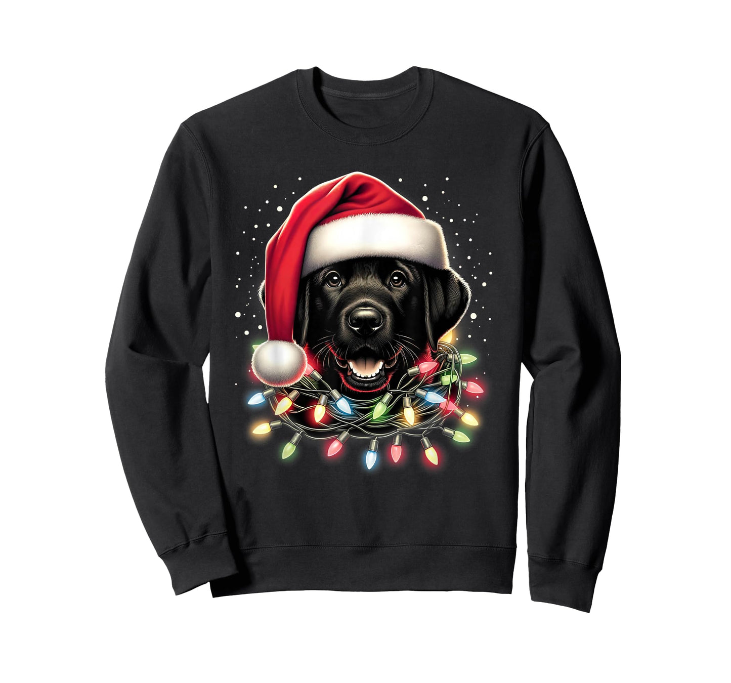Black Lab Labrador Christmas Tree Light Pajama Dog Xmas T-Shirt