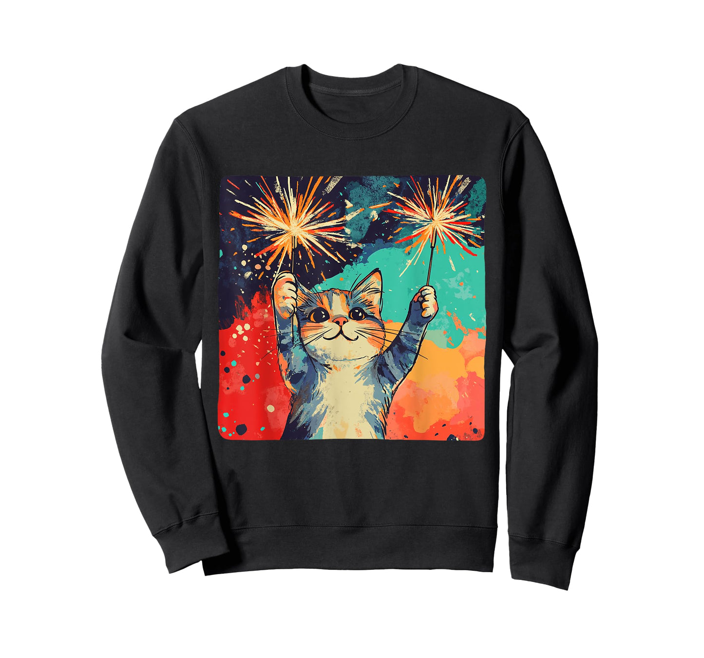 Cute celebrating Cat for Happy New Year Lovers T-Shirt