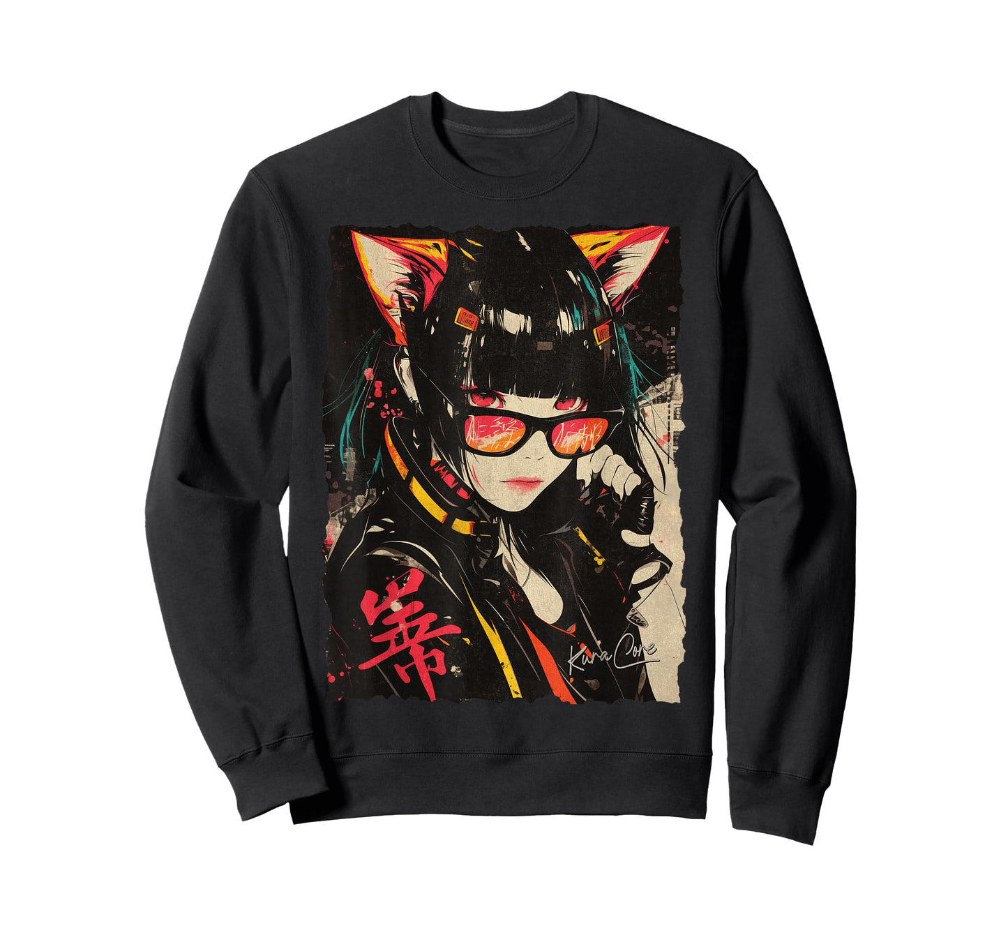 Japanese Streetwear Cyberpunk Y2K Techwear Neko Manga Anime T-Shirt