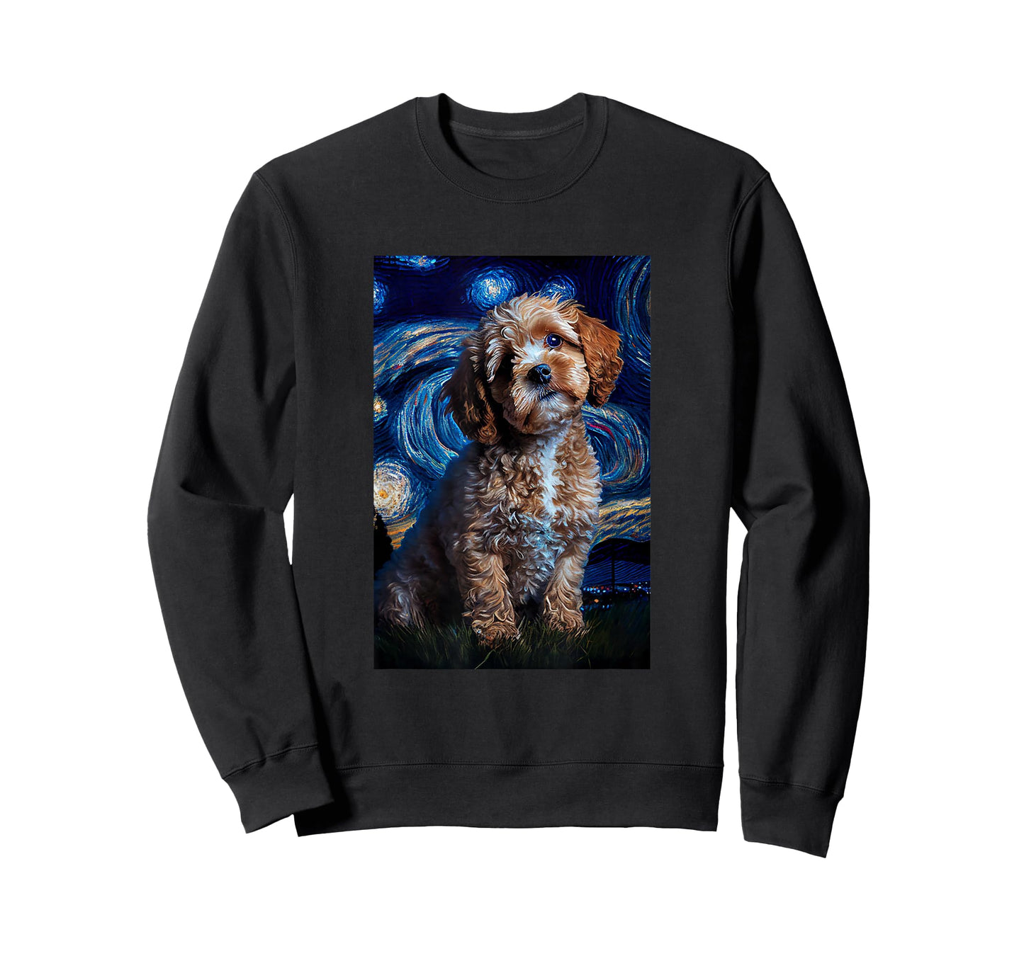 Cavapoo in Starry Night Painting Dog Mom Dad T-Shirt