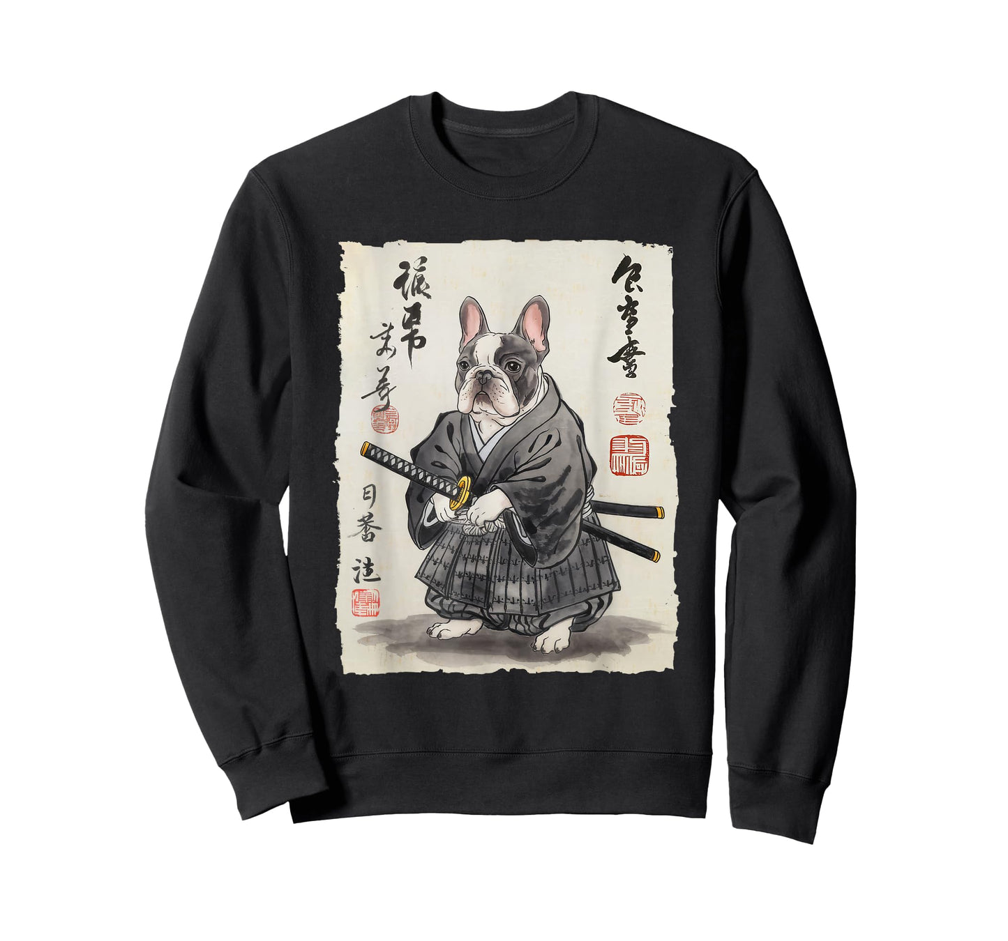 French Bulldog Samurai Japanese Ink Art for Men Women Kids T-Shirt