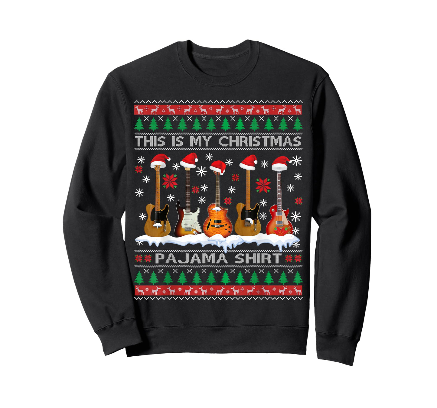 This Is My Christmas Pajama Shirt Guitar Ugly Xmas Sweater T-Shirt