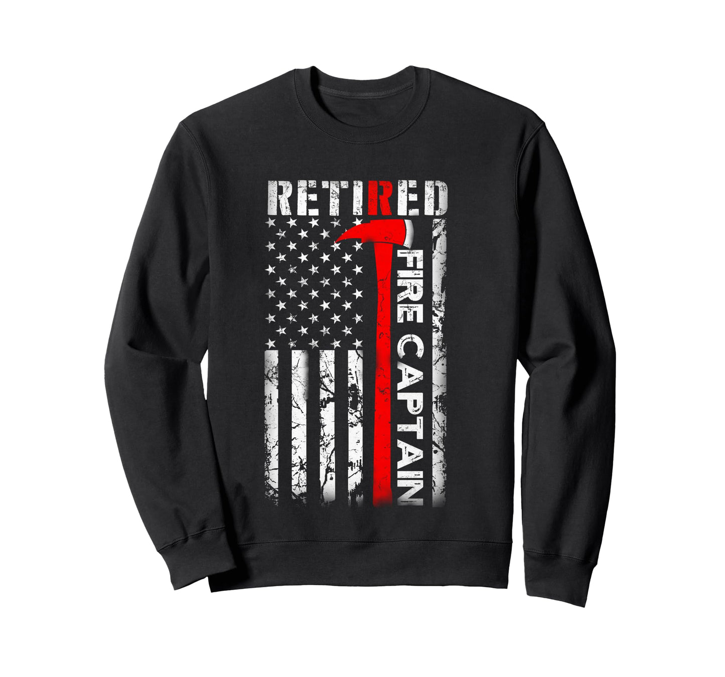 Retired Firefighter Fire Captain Retirement UAS flag Gifts Long Sleeve T-Shirt