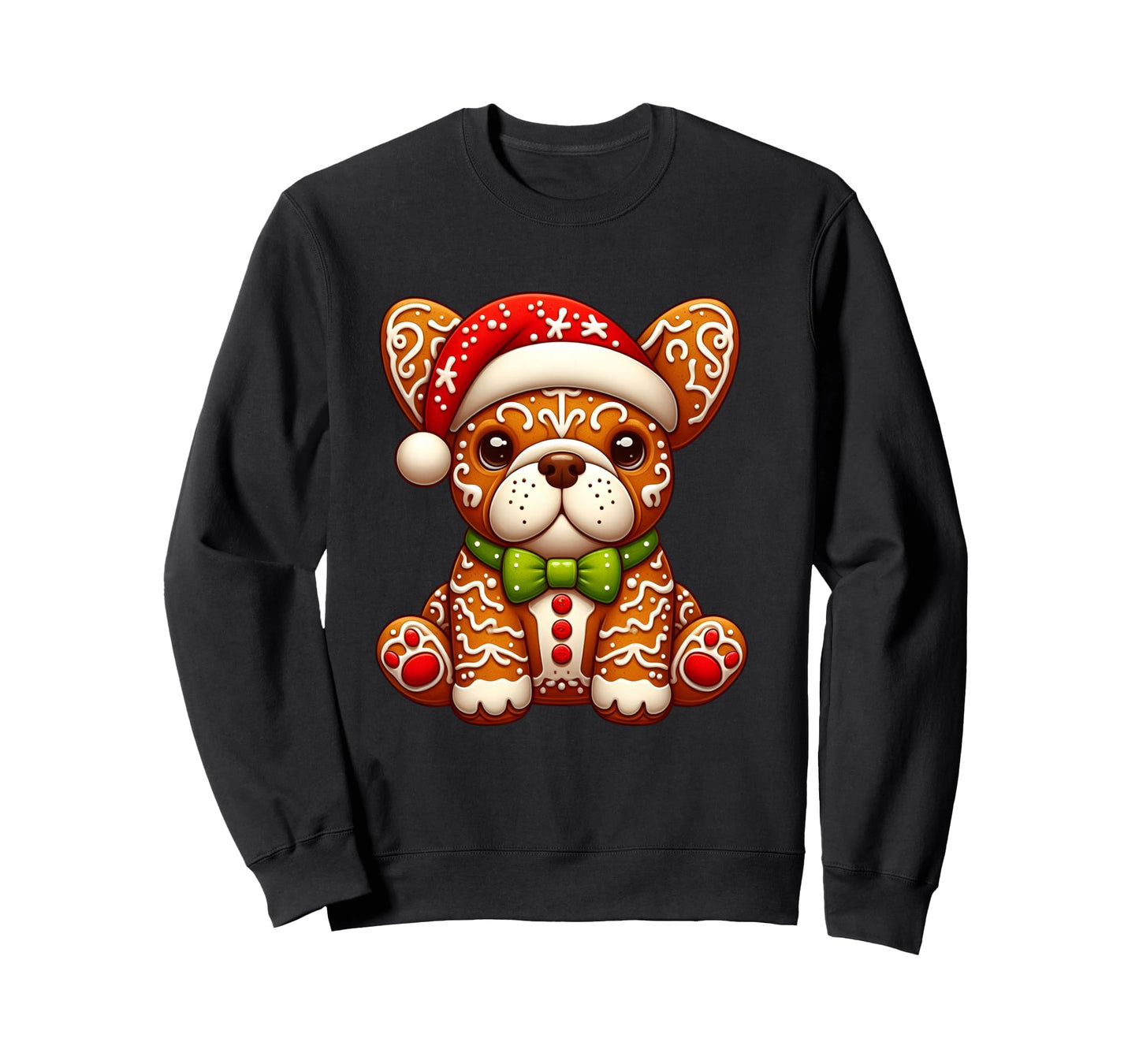 Gingerbread Man French Bulldog Christmas Womens Mens Kids Long Sleeve T-Shirt