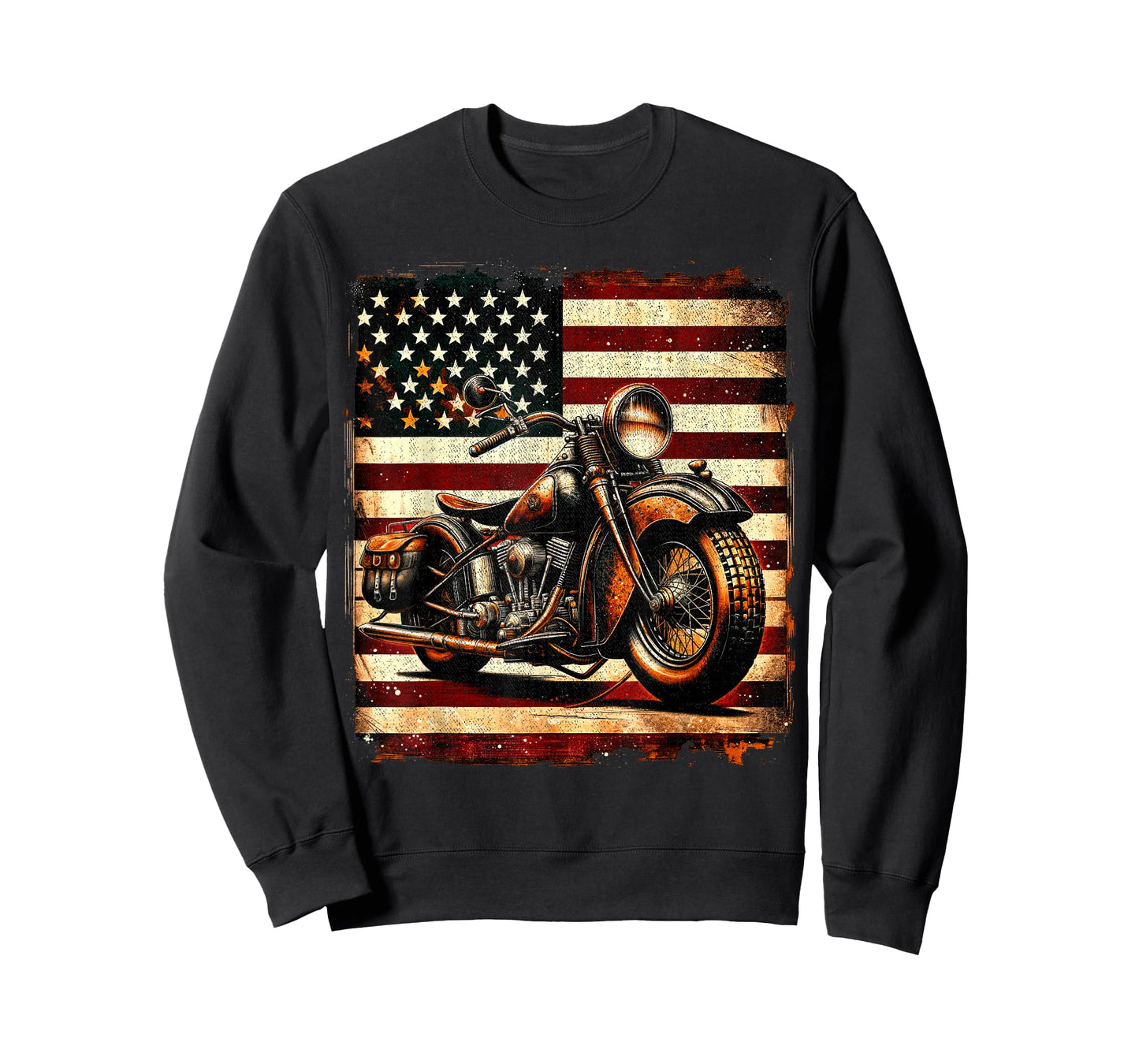 Motorcycle USA Flag Retro Biker Vintage Distressed T-Shirt
