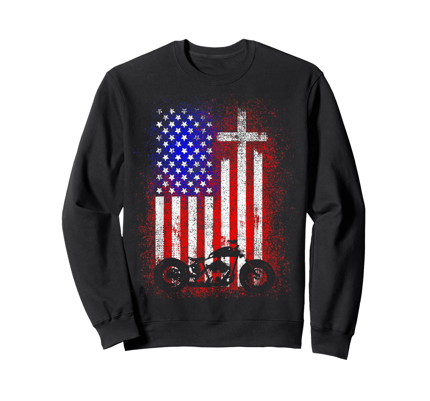 Vintage Motorcycle USA Flag Christian Faith for Bikers T-Shirt