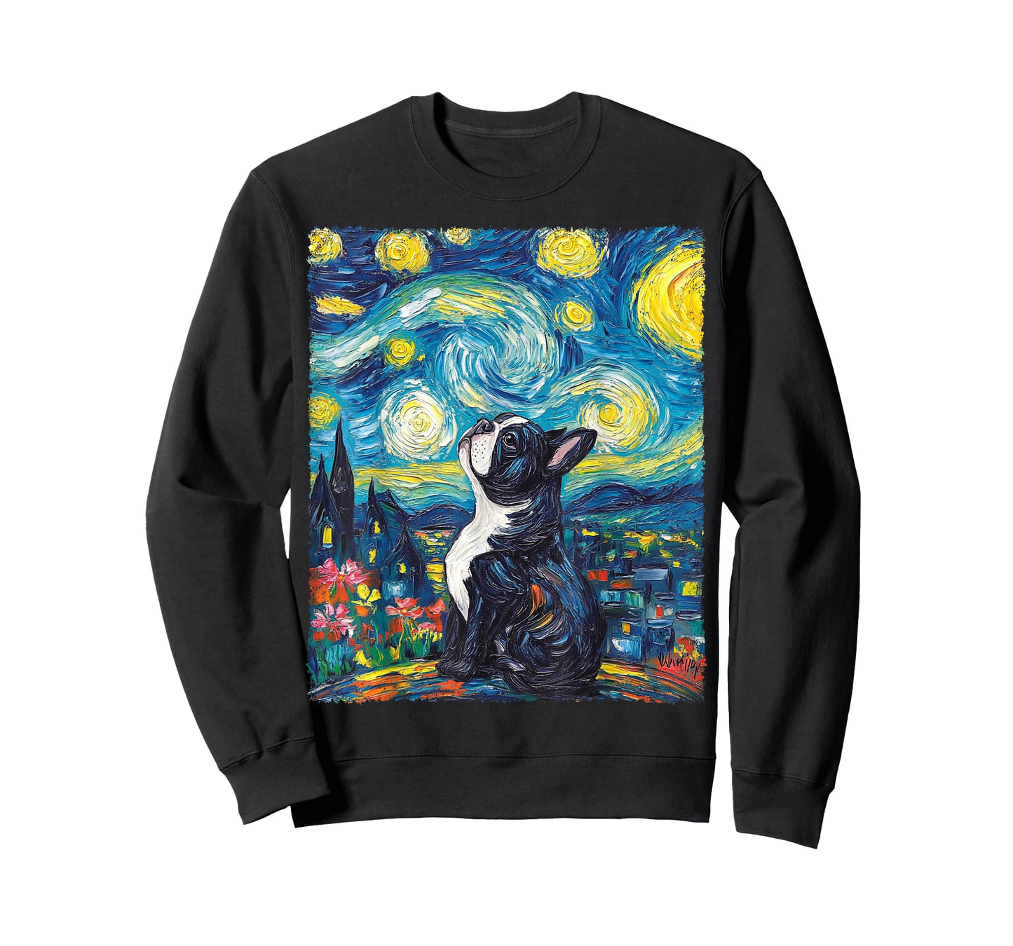 Van Gogh Starry Night French Bulldog T-Shirt