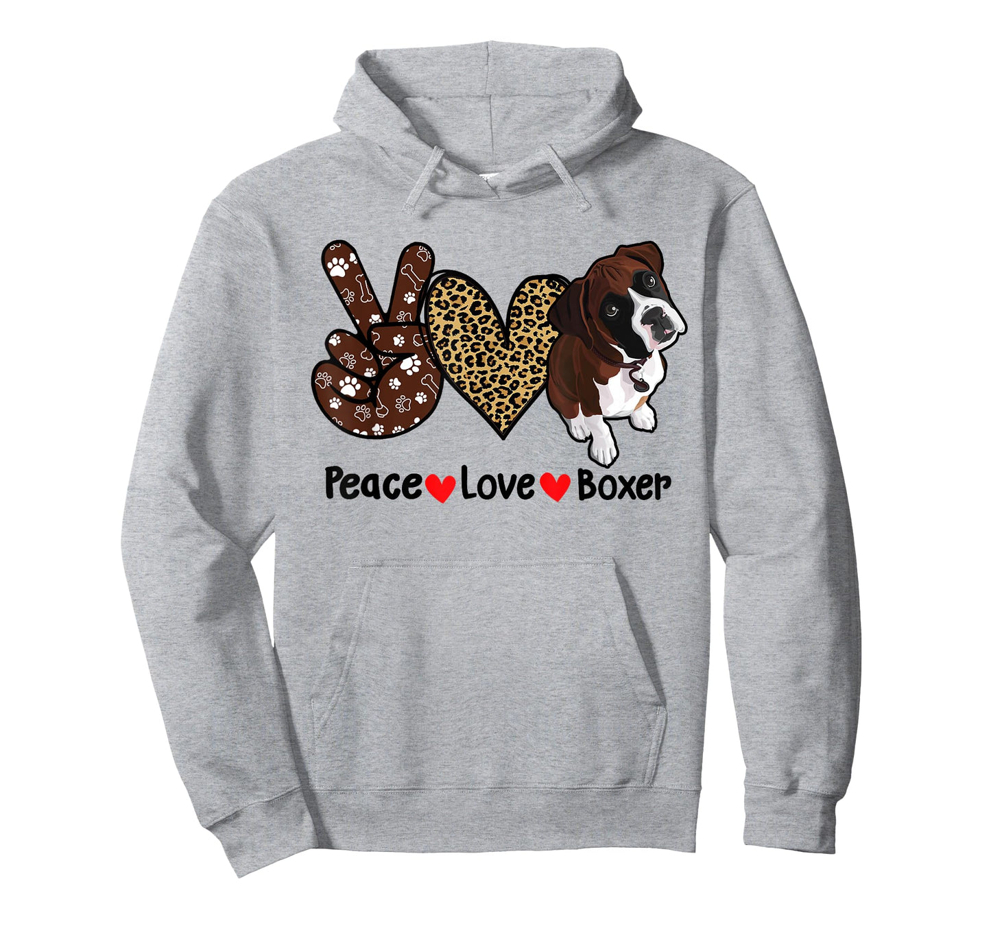 Peace Love Boxer Funny Boxer Mom Dog Mom Dog Lover T-Shirt