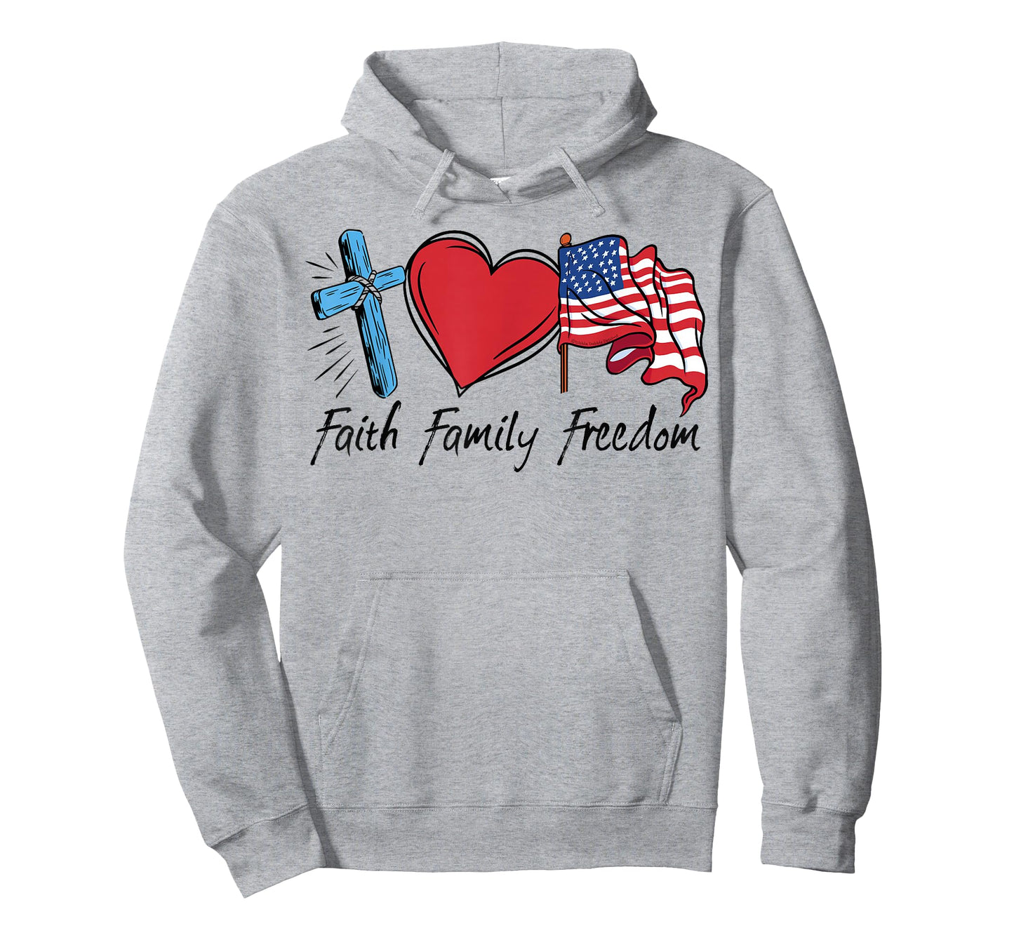 Patriotic Retro Faith Family Freedom USA Flag 4th of July T-Shirt