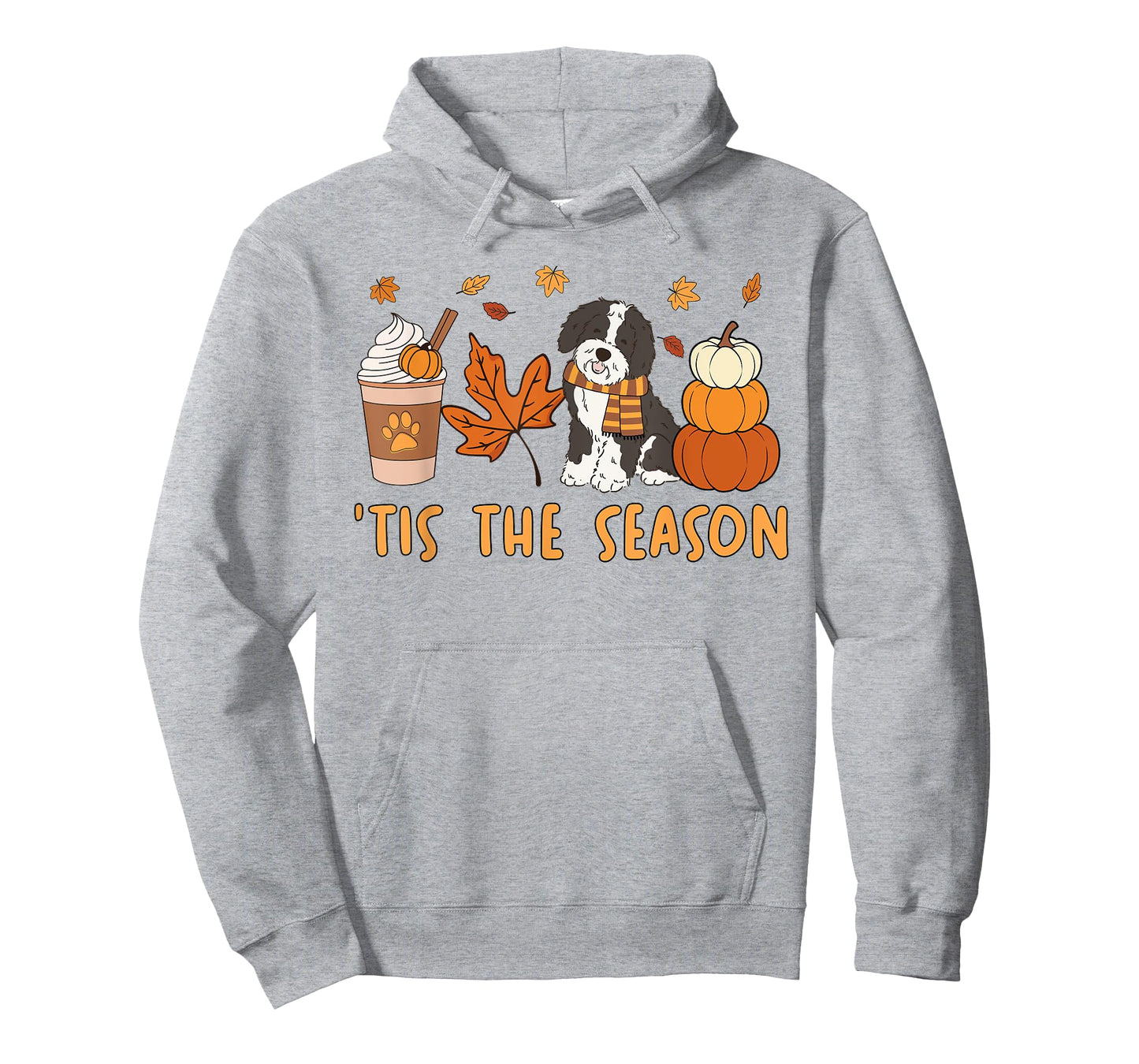 Tis The Season Sheepadoodle Dog Fall Autumn Pumpkin Coffee T-Shirt for Men Women Kids
