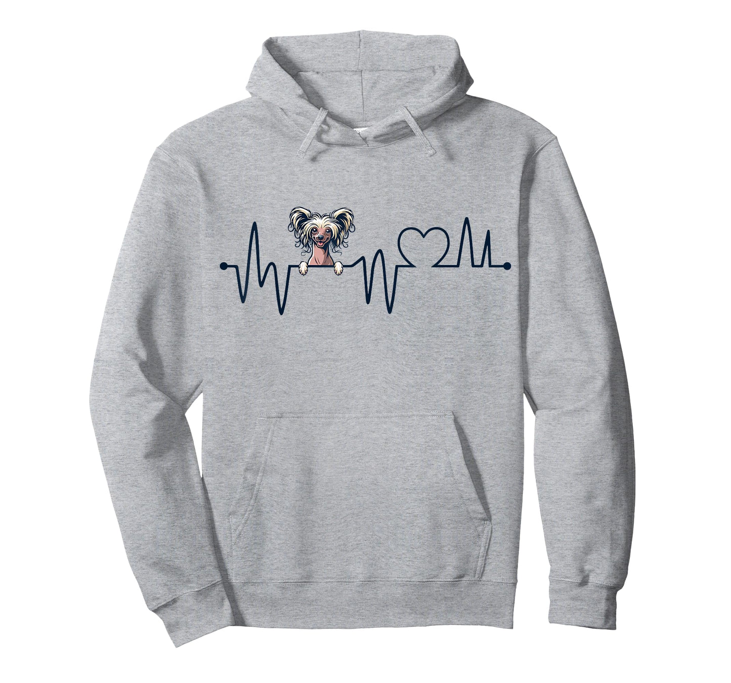 Chinese Crested Dog Heartbeat - Men Women Kids Crested Lover T-Shirt
