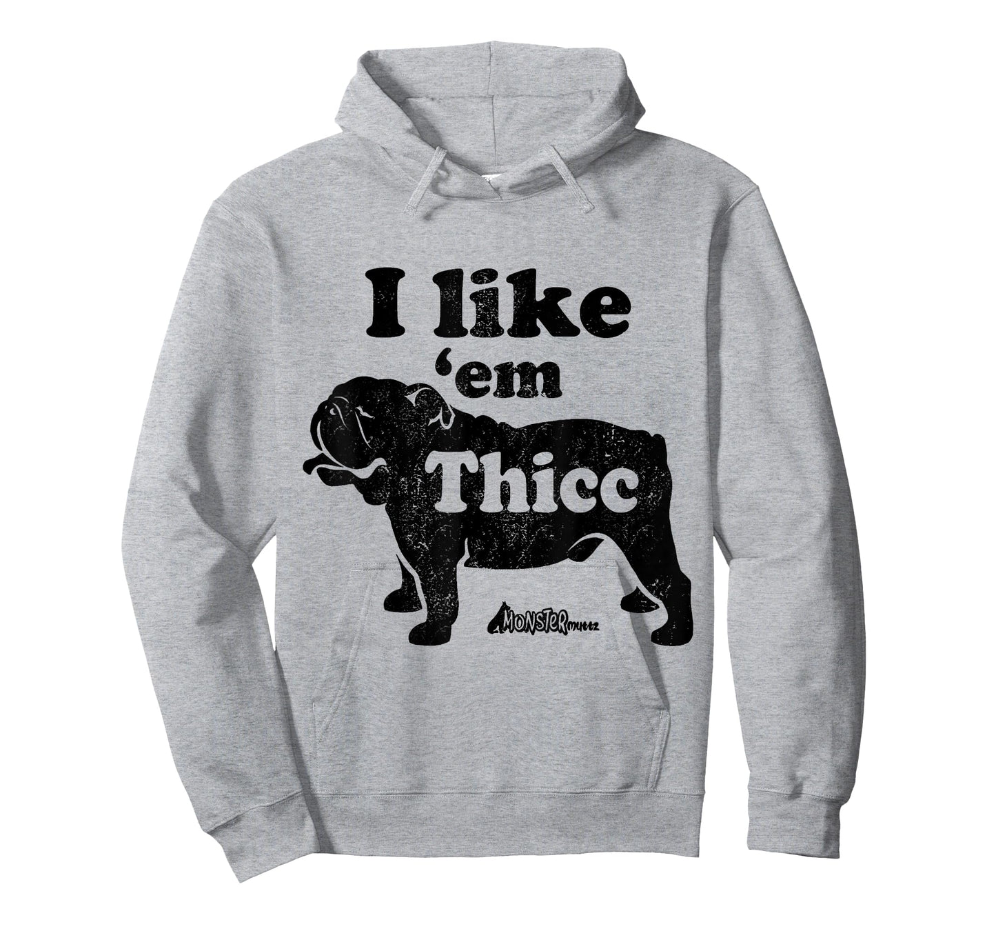Funny English Bulldog I Like Em Thicc Dog Silhouette T-Shirt for Men Women Girls Kids
