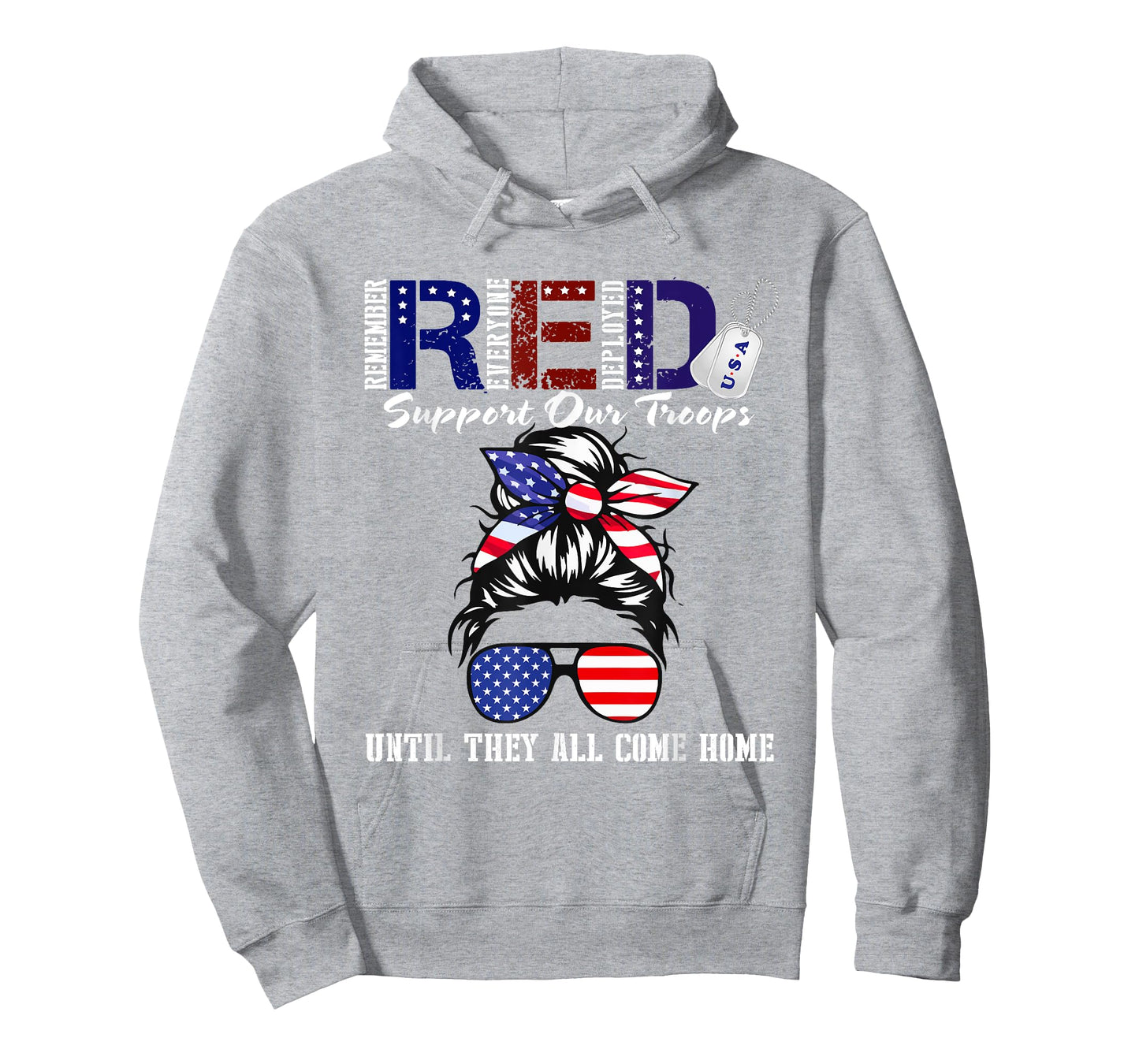 On Friday We Wear Red Military Support Troops Red US Flag T-Shirt