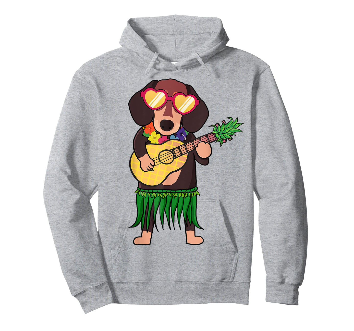 Dachshund Hawaiian Costume Playing Ukulele Summer Shirt T-Shirt for Men Women Kids