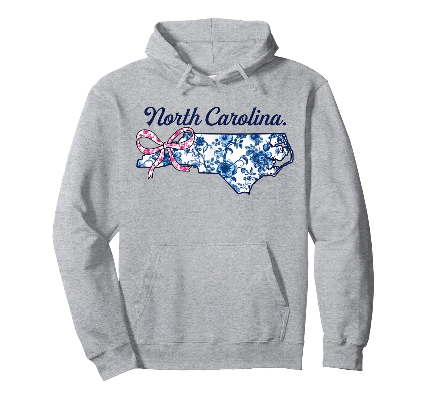 North Carolina State Map Pride Coquette Blue Chinoiserie T-Shirt