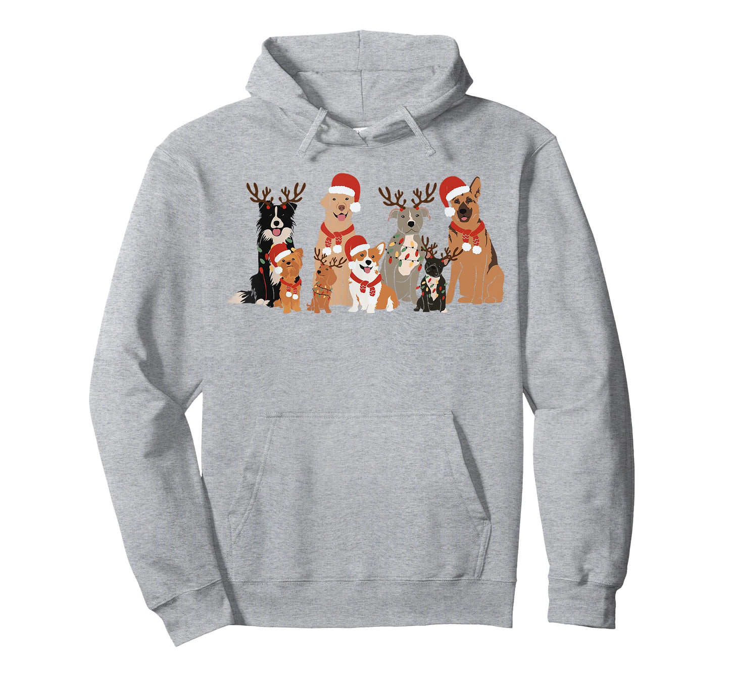 Womens Christmas Dogs Squad Reindeer Santa Lights Dog Owner T-Shirt