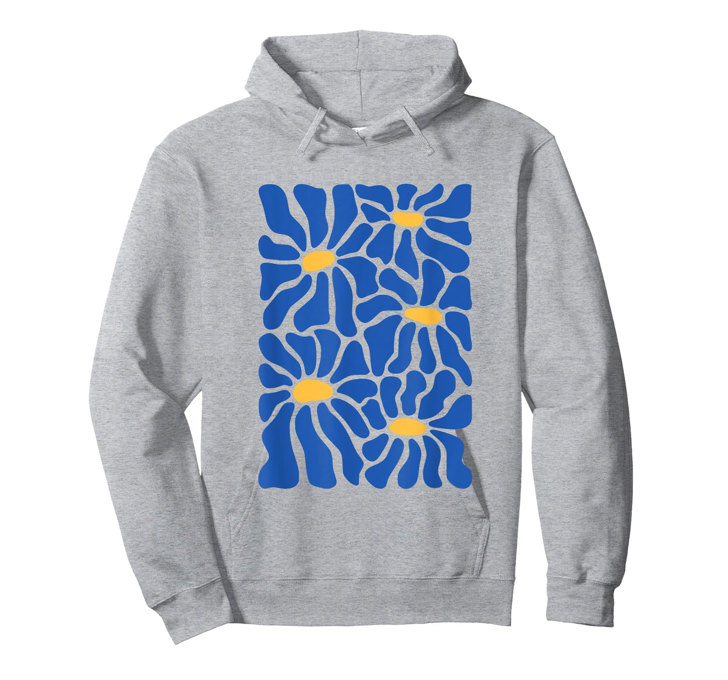 Vintage Blue and Yellow Abstract Floral Art T-Shirt