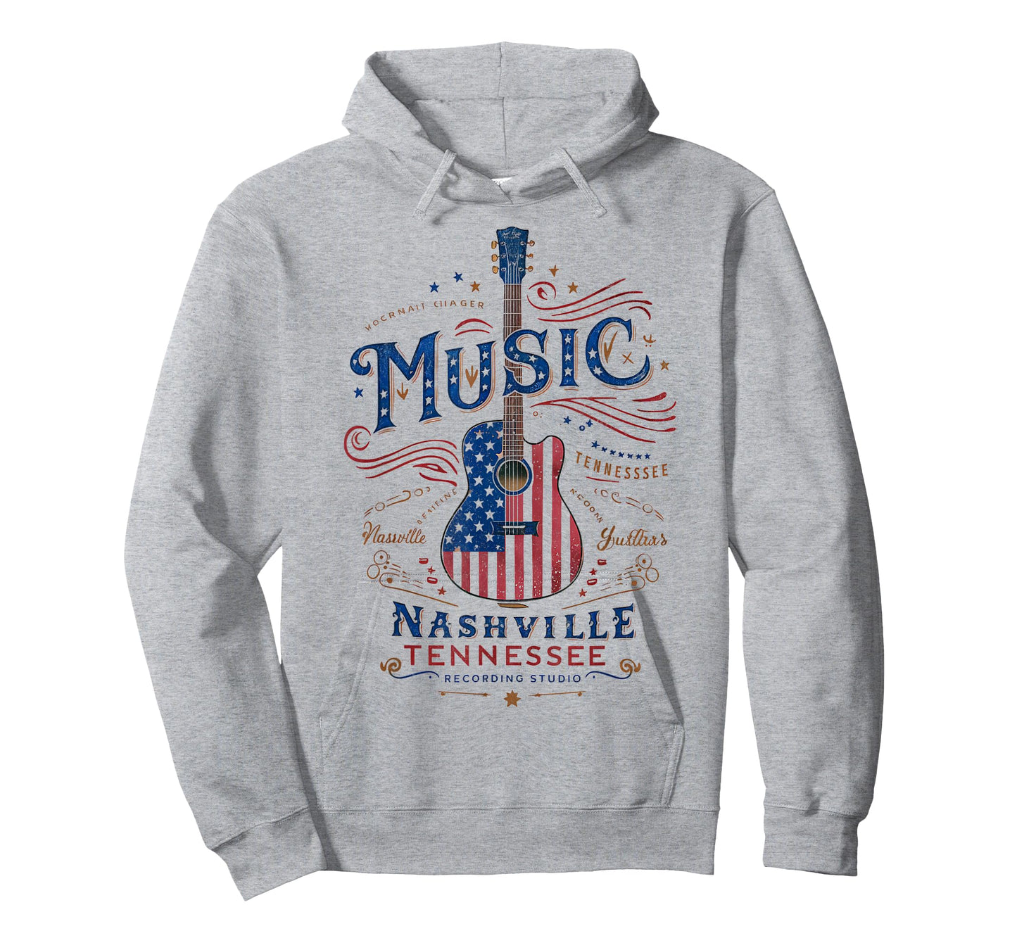 Rock American Flag Patriotic USA Music Nashville Guitar T-Shirt