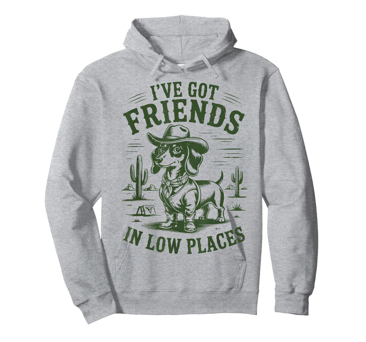 Cowboy Dachshund I've Got Friends in Low Places Funny Weiner T-Shirt