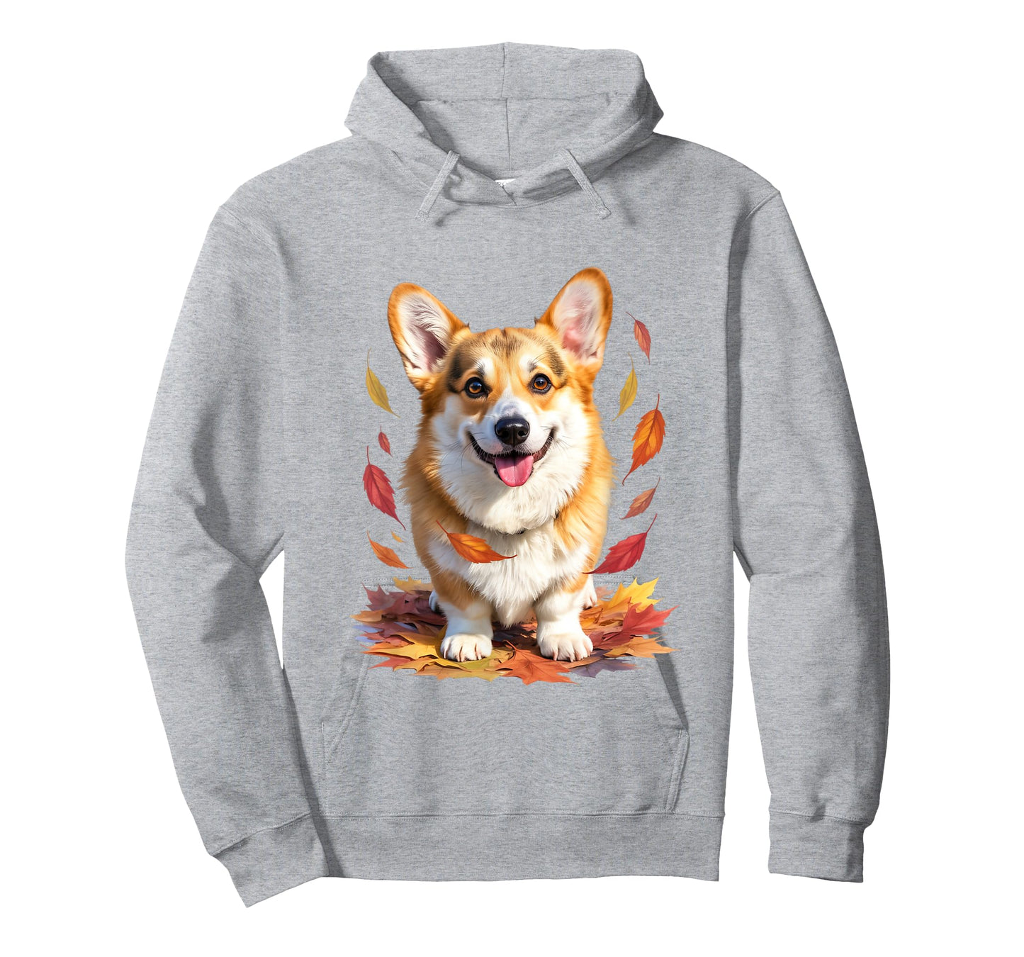 Happy Corgi with Autumn Leaves Design for Dog Lovers T-Shirt