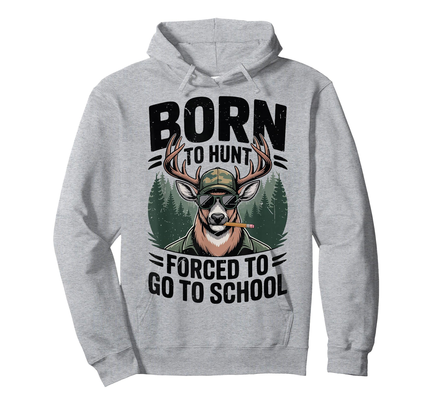 Youth Boy Camo Deer Hunting Born Hunt Forced Go School Funny T-Shirt