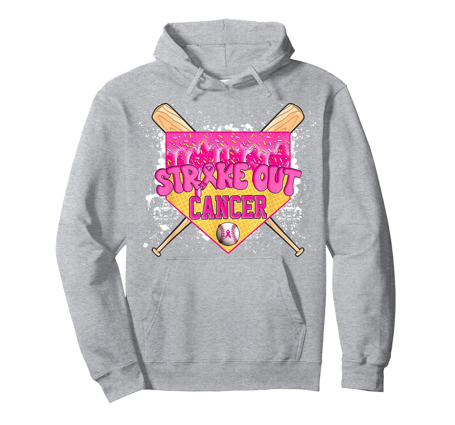 Strike Out Breast Cancer Warrior Baseball Drip Home Plate T-Shirt