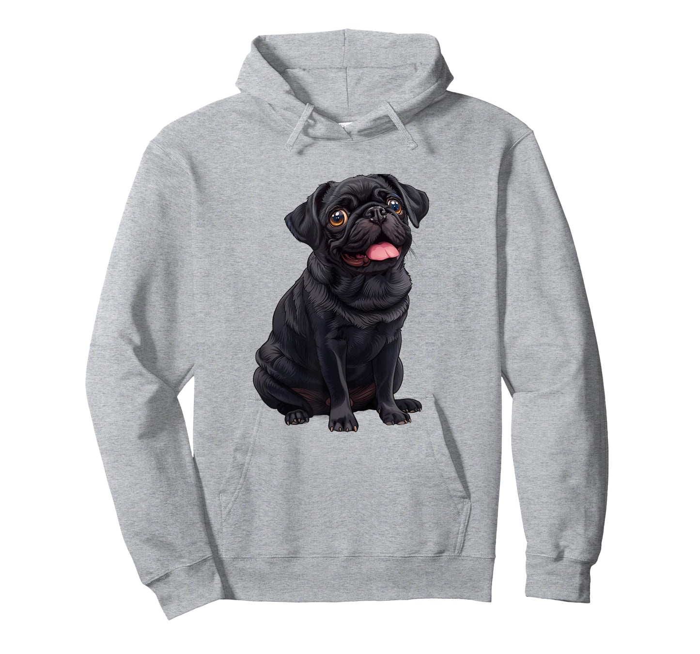 Funny Mens Womens & Kids Happy Panting Black Pug Lover T-Shirt