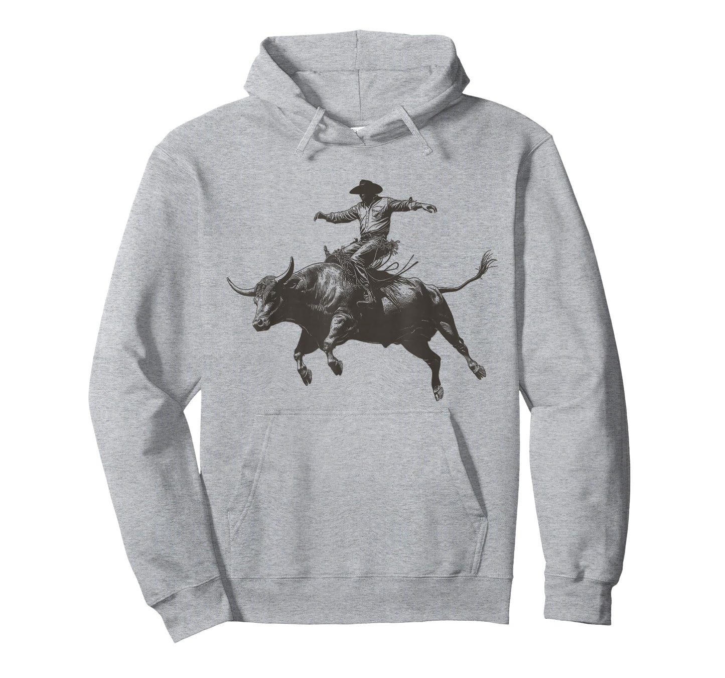 Vintage Cowboy Festival Country Music Concert Grey Cowboy Riding Bull T-Shirt - Unisex-Adults & Kids - Short Sleeve - Classic Fit - Crew Neck - Small