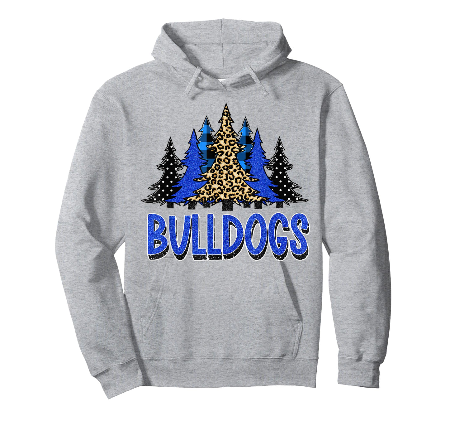 Bulldogs Christmas School Spirit Blue Black White T-Shirt
