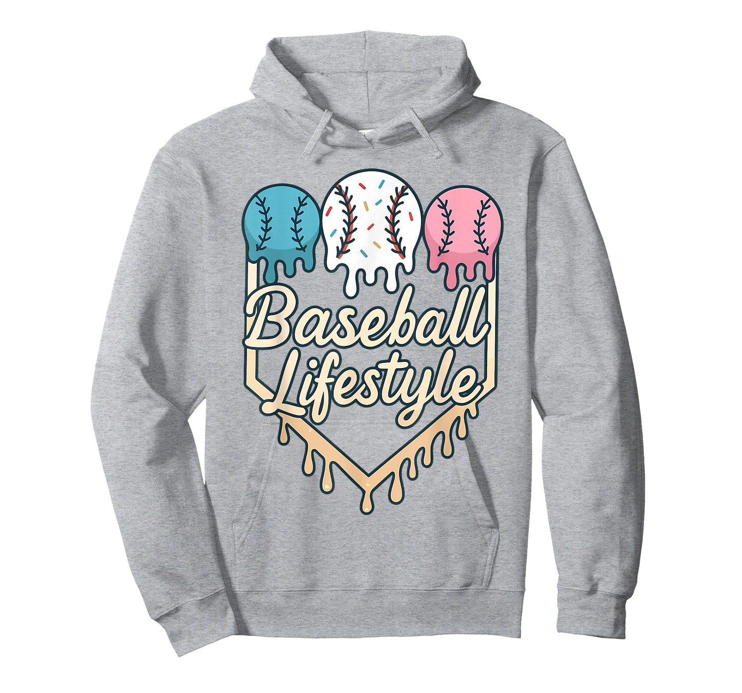 Baseball Lifestyle Home Plate Ice Cream Drip with Sprinkles T-Shirt