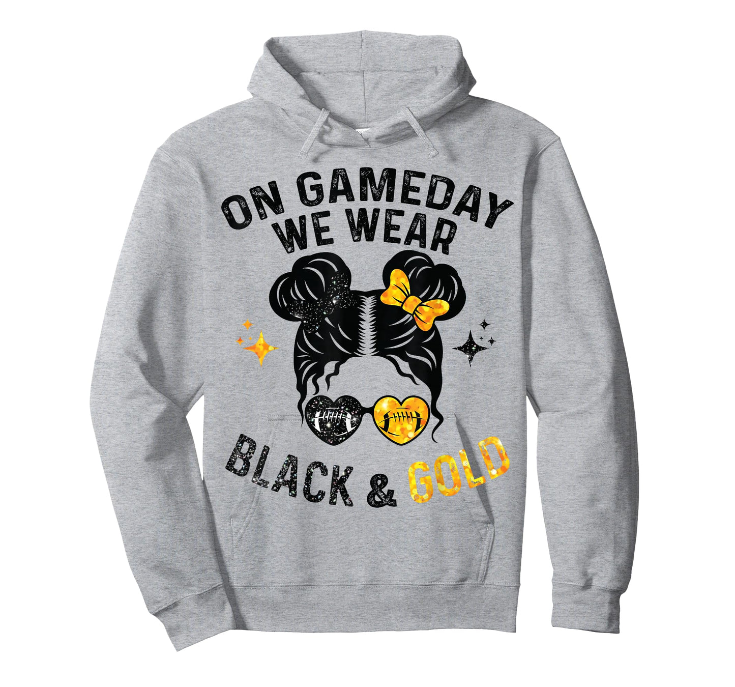 On Gameday We Wear Black and Gold Messy Football T-Shirt