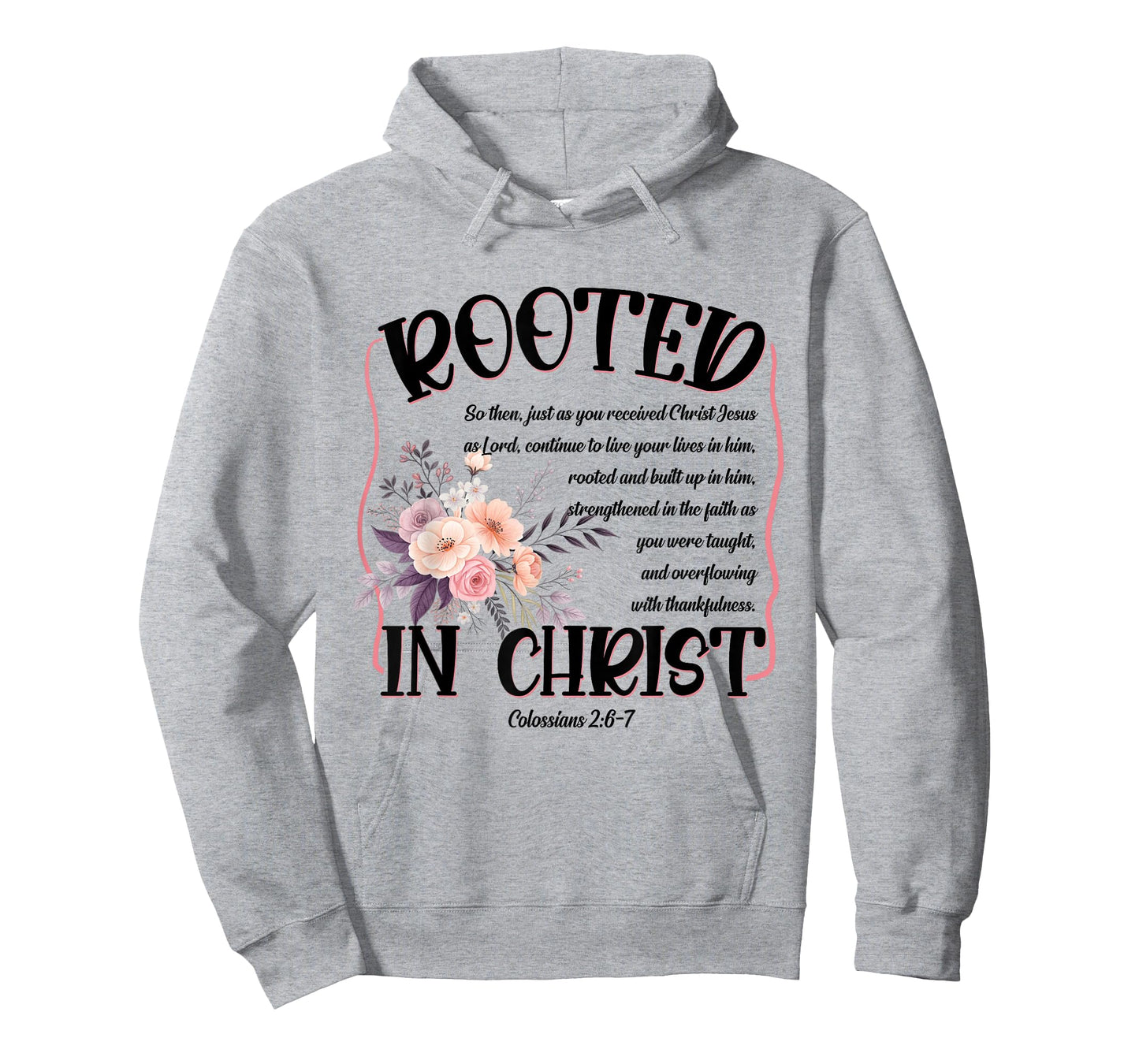 Rooted in Christ Preppy Floral Jesus Christian Faith Based T-Shirt