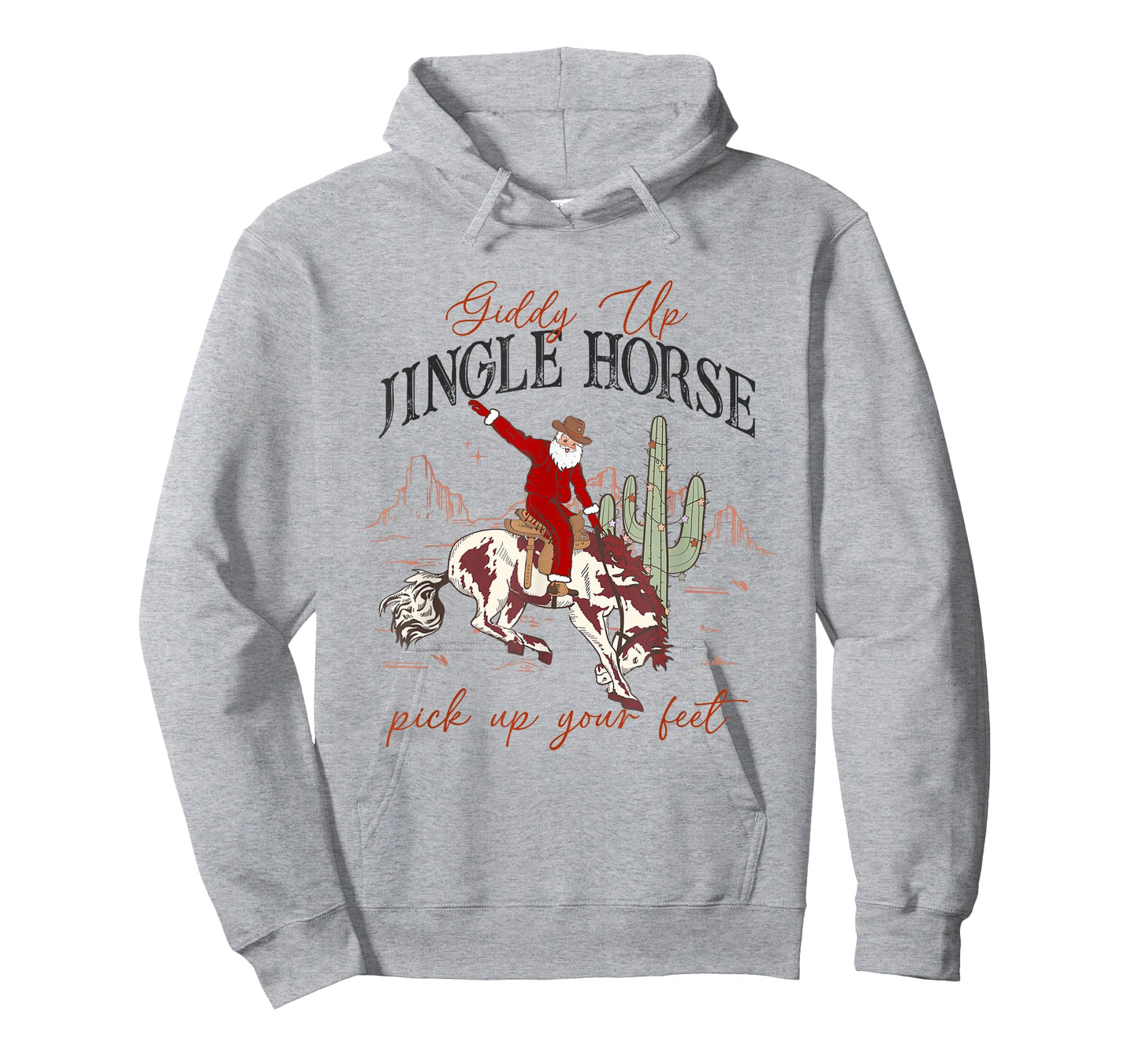 Giddy Up Jingle Horse Pick Up Your Feet Santa Cactus Xmas T-Shirt