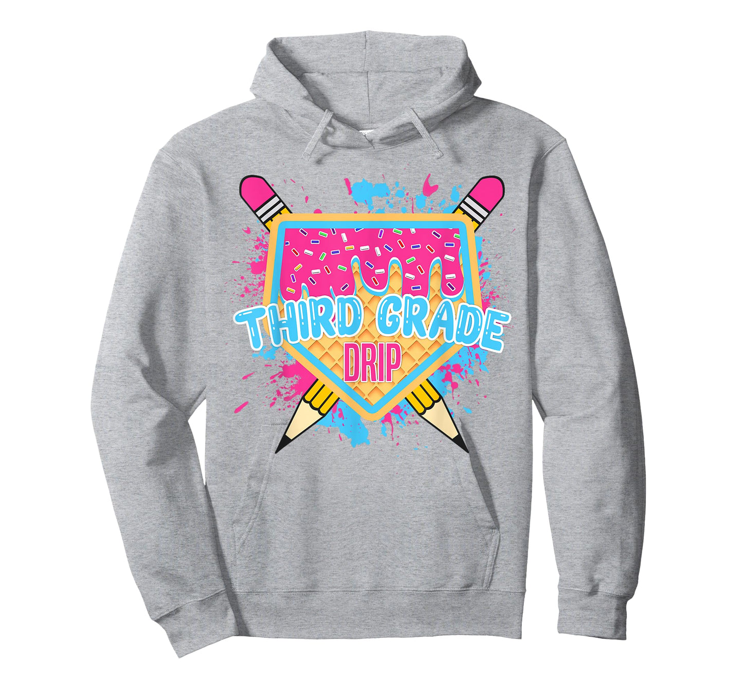 Third Grade Drip Ice Cream Home Plate Baseball Teachers Kids T-Shirt