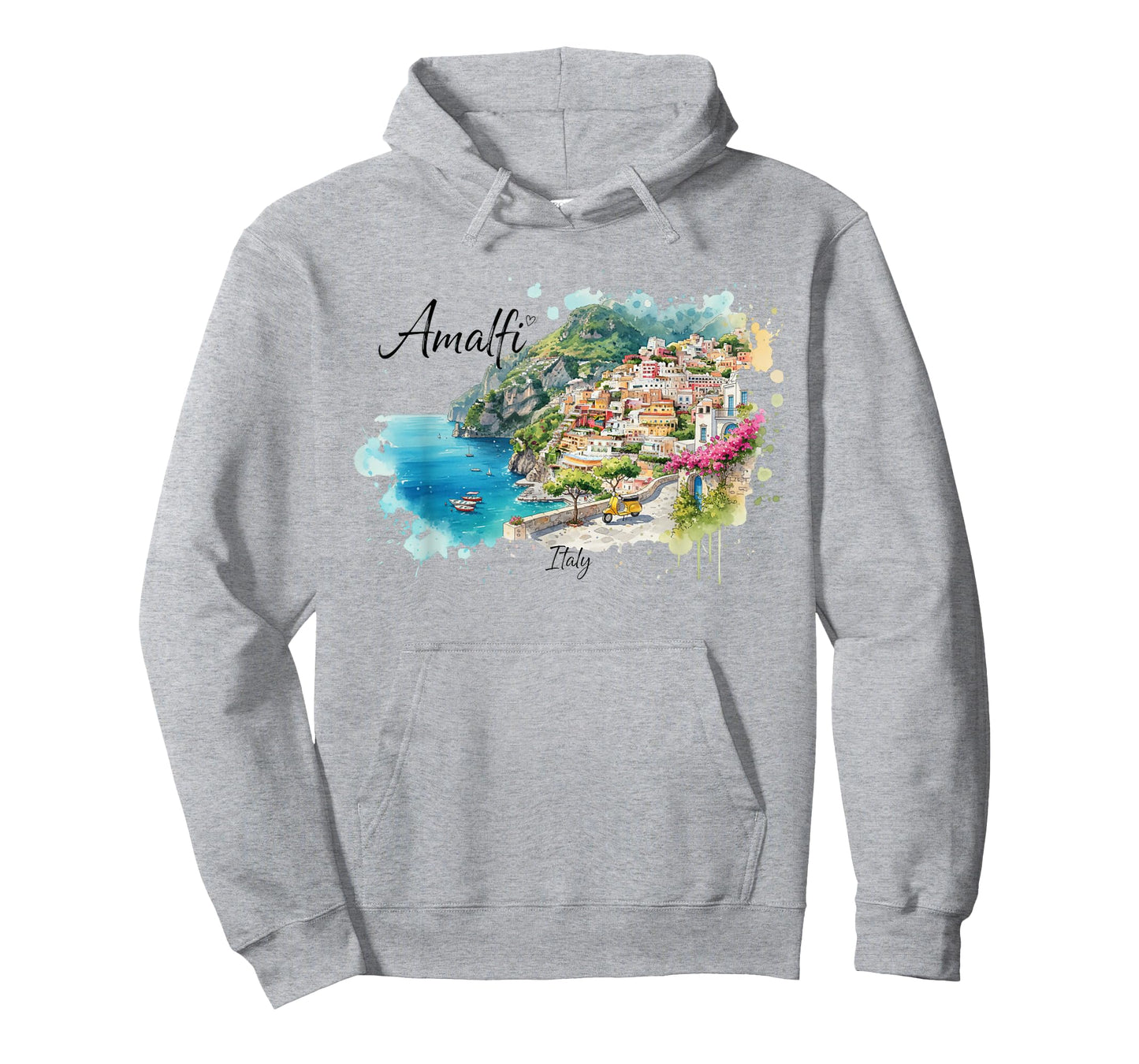 Amalfi Coast Watercolor Art Italy Travel Souvenir T-Shirt