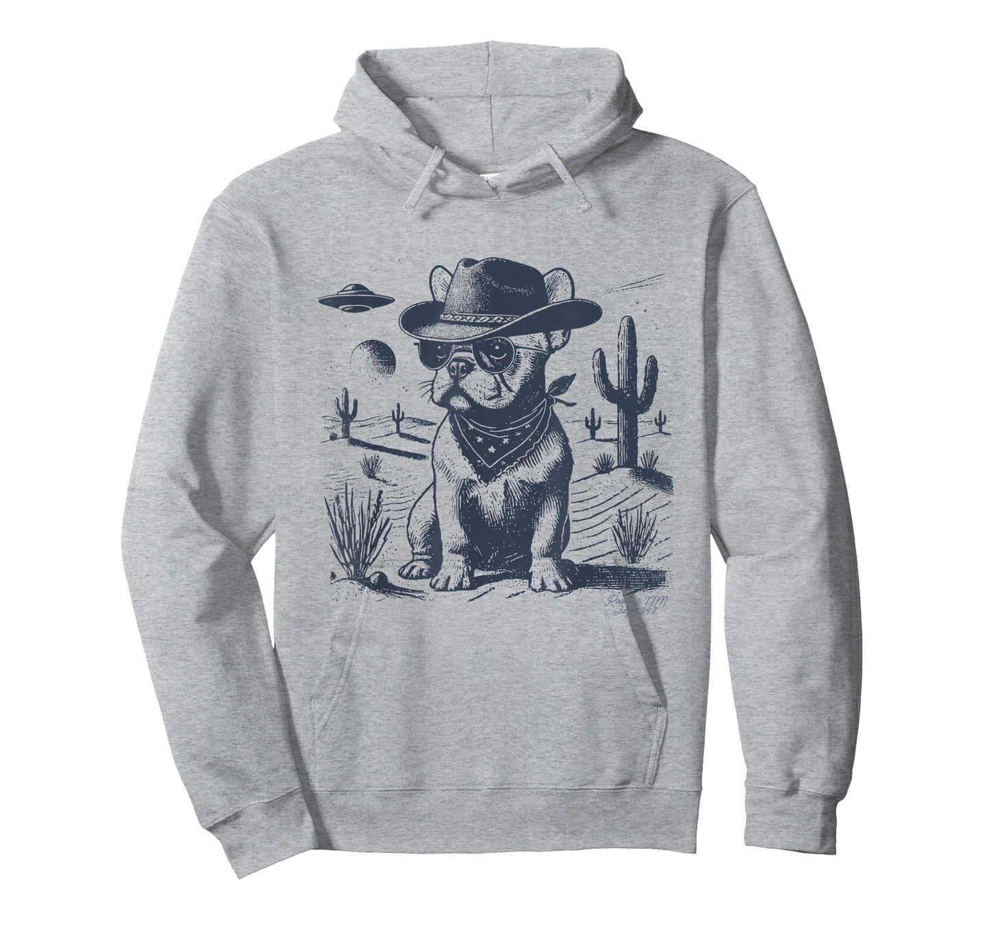 French Bulldog Frenchie Cowboy UFO Vintage Dog Mom Pet Dad T-Shirt