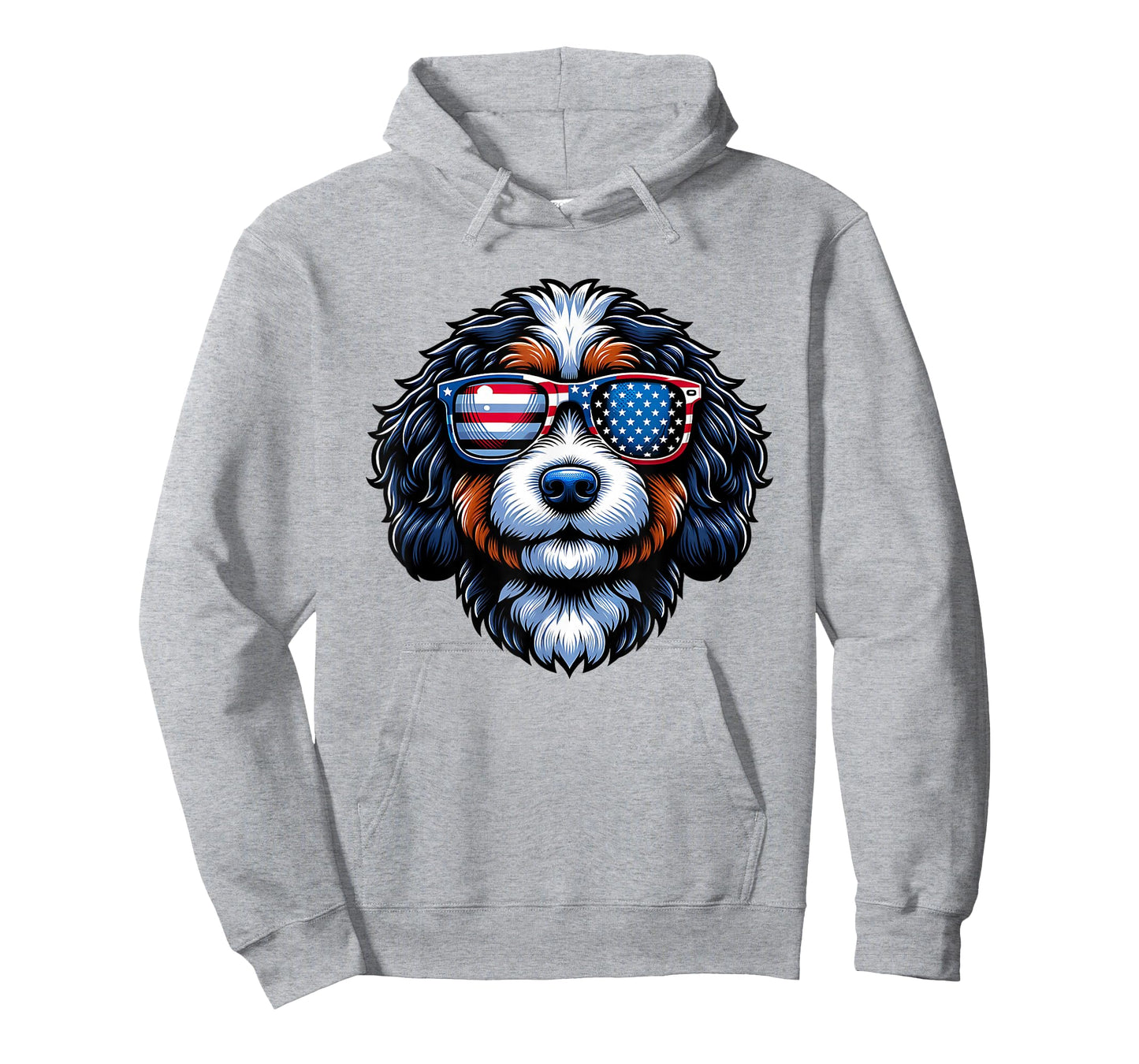 Patriotic Bernedoodle American Flag Sunglasses 4th of July T-Shirt