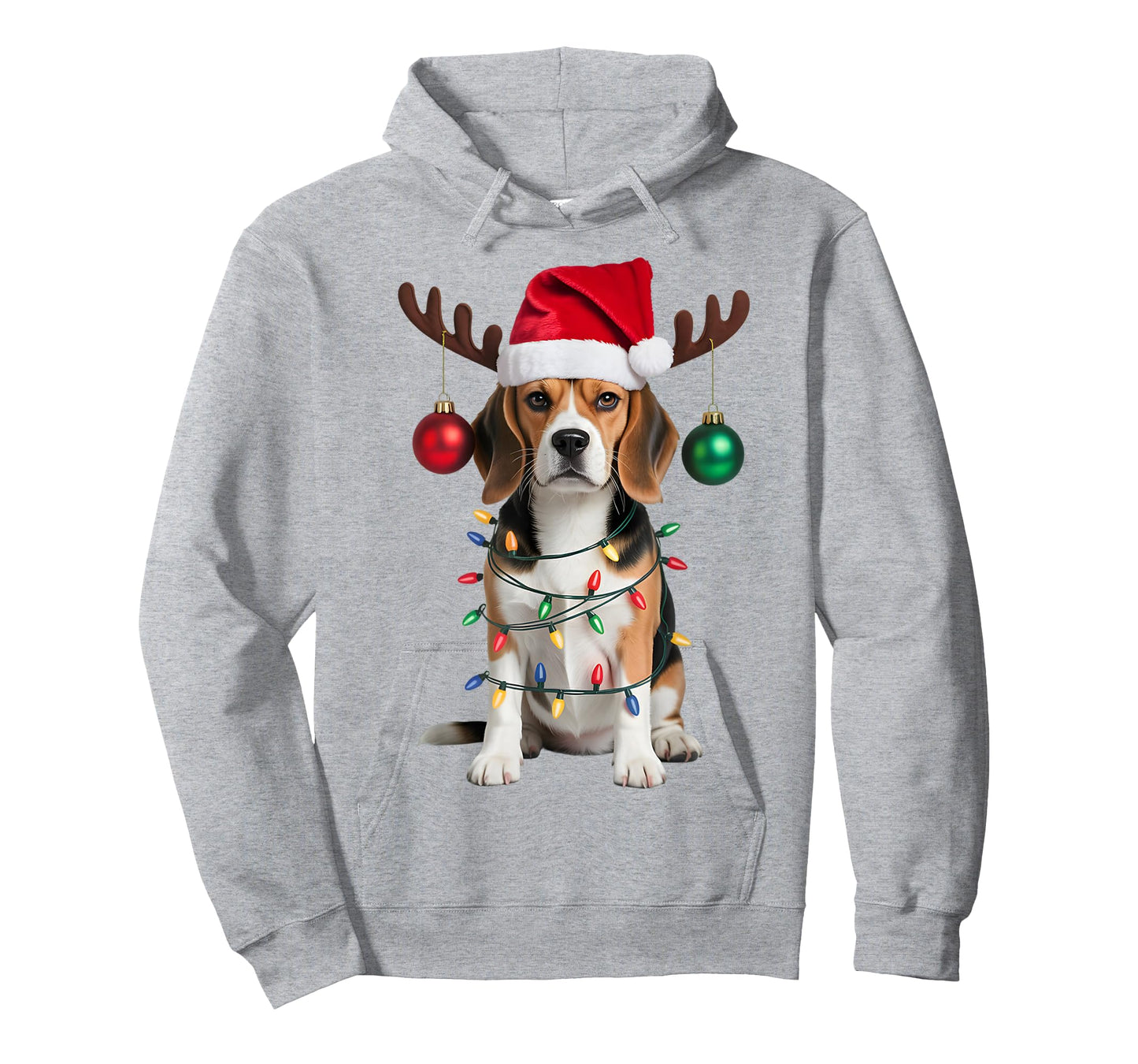 Santa Beagle Christmas Lights Funny Reindeer Dog Xmas Tree T-Shirt